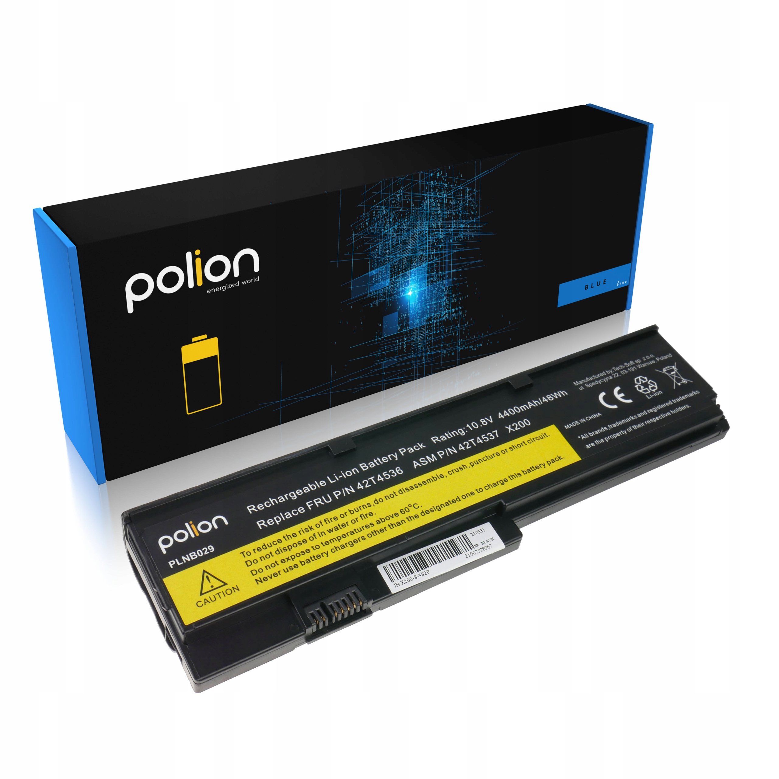 Baterie Polion 42T4536 pro notebooky LENOVO ThinkPad X200 X200s X201 X201i - 4400mAh 48Wh
