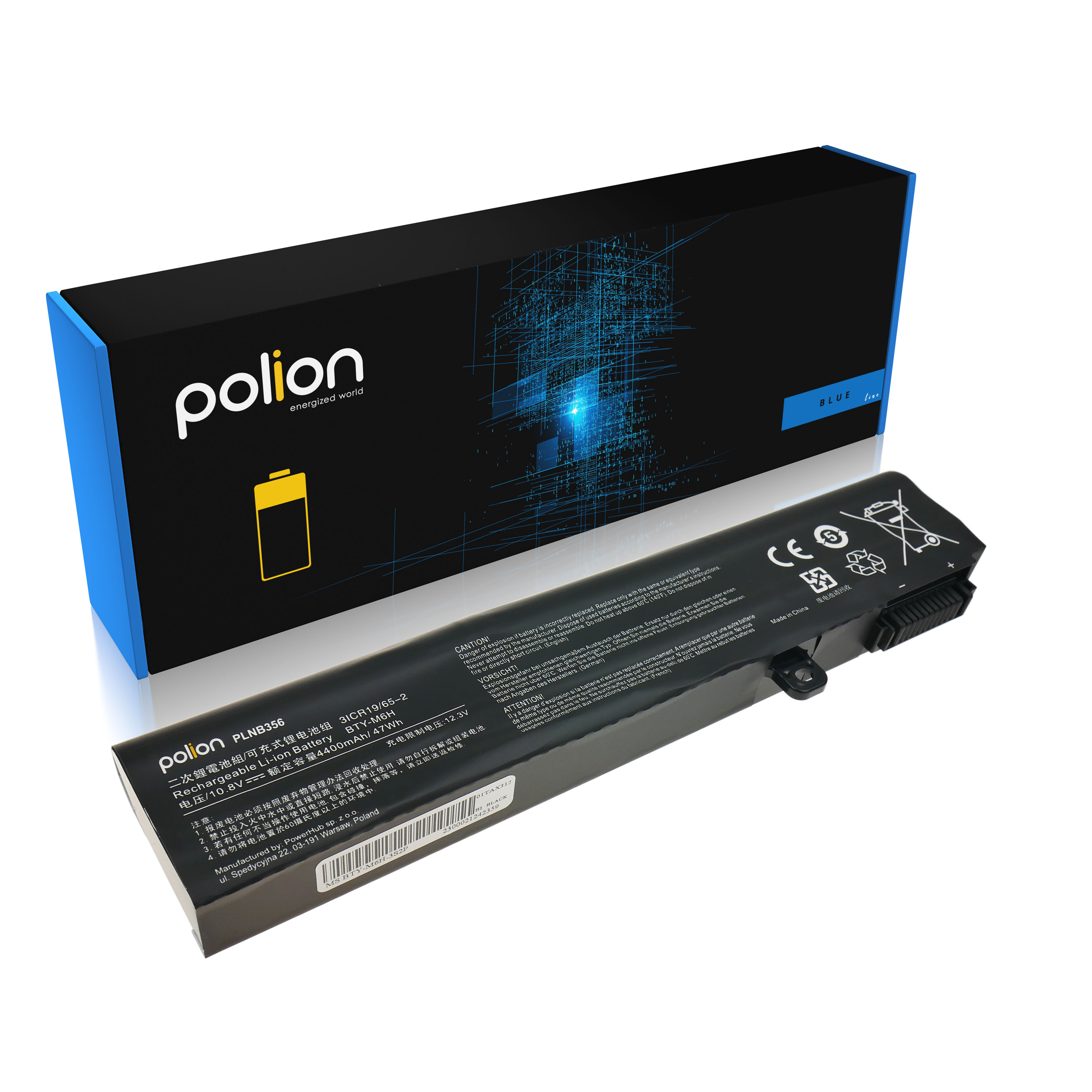 Baterie Polion BTY-M6H pro notebooky MSI GE62 GP62 MS-16J1 MS-16J2 4400mAh