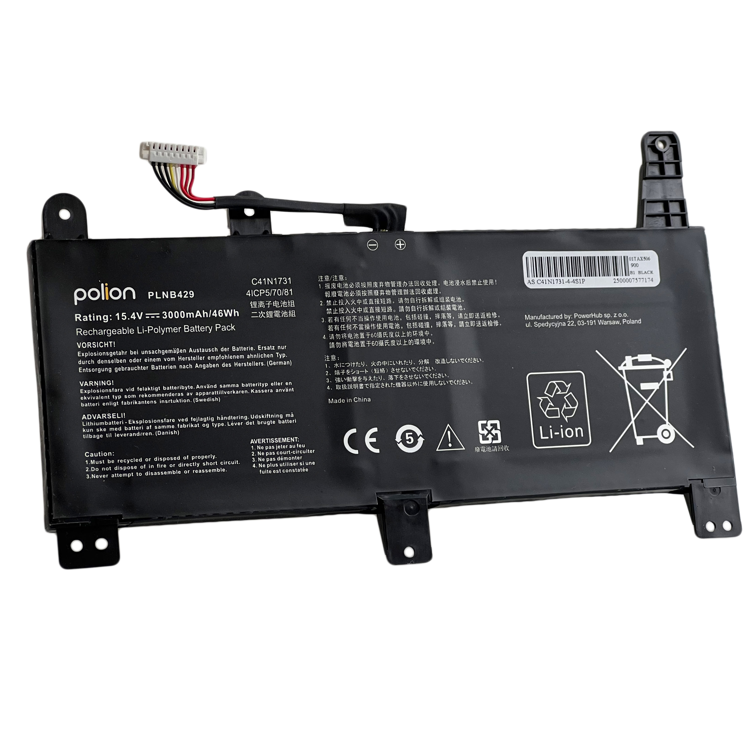 Baterie Polion C41N1731 pro notebooky ROG Strix G512LU G531GU G712LU 3000mAh