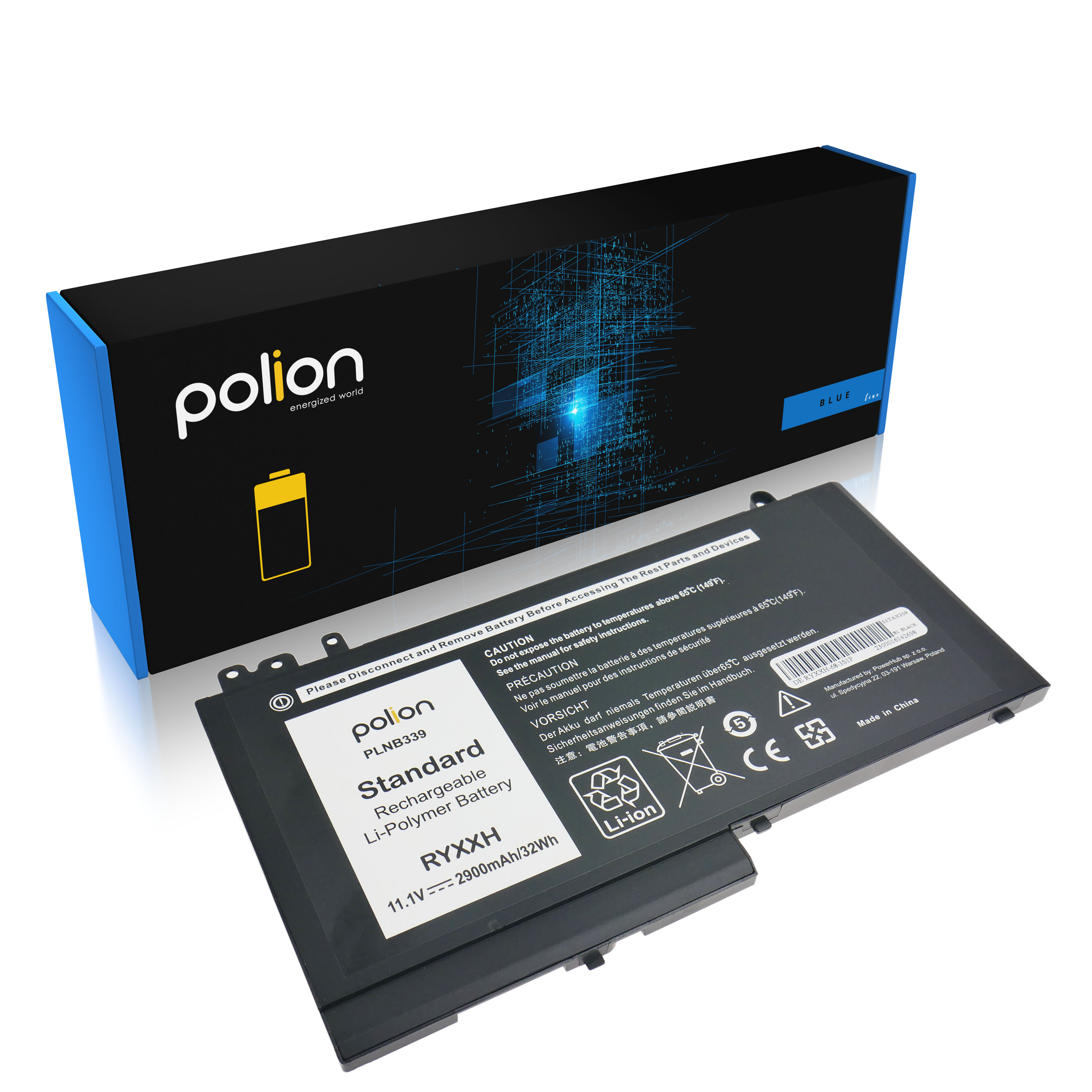 Baterie Polion RYXXH pro notebooky DELL 451-BBLJ Latitude E5250 E5450 E5550 - 2900mAh 32Wh