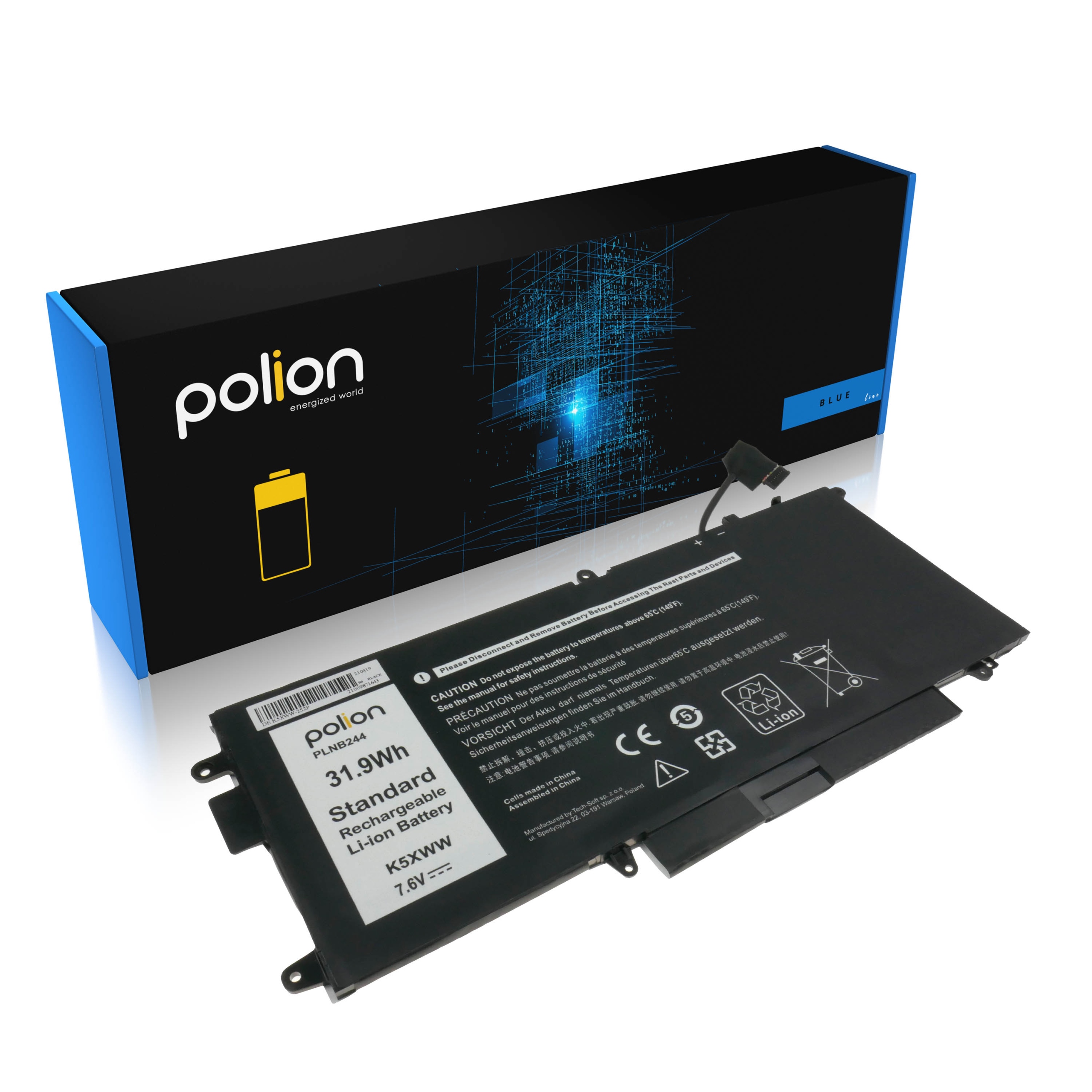 Baterie Polion K5XWW pro notebooky DELL Latitude 7389 7390 2-in-1 4200mAh