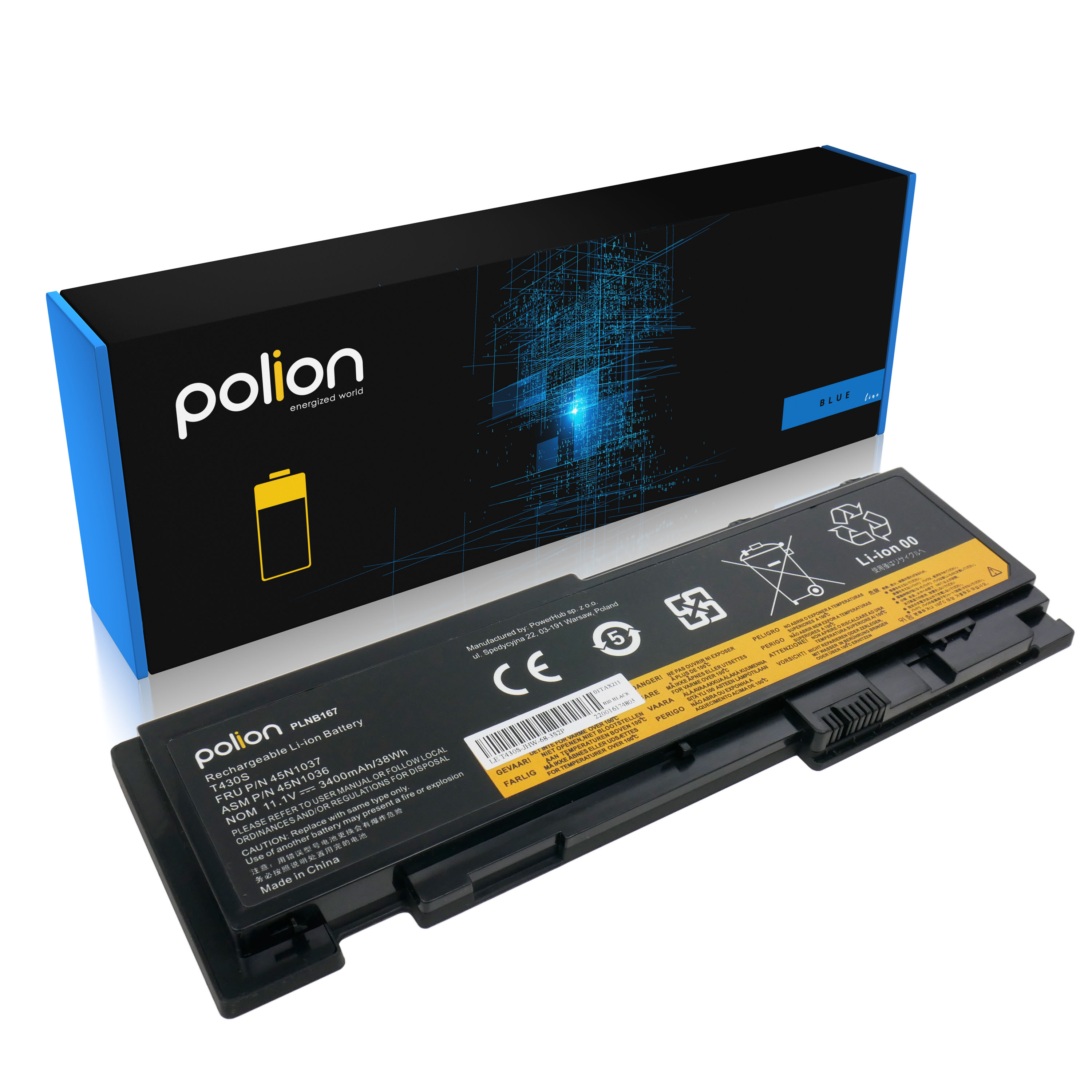 Baterie Polion 45N1037 pro notebooky LENOVO ThinkPad T420s T420si T430s 3400mAh