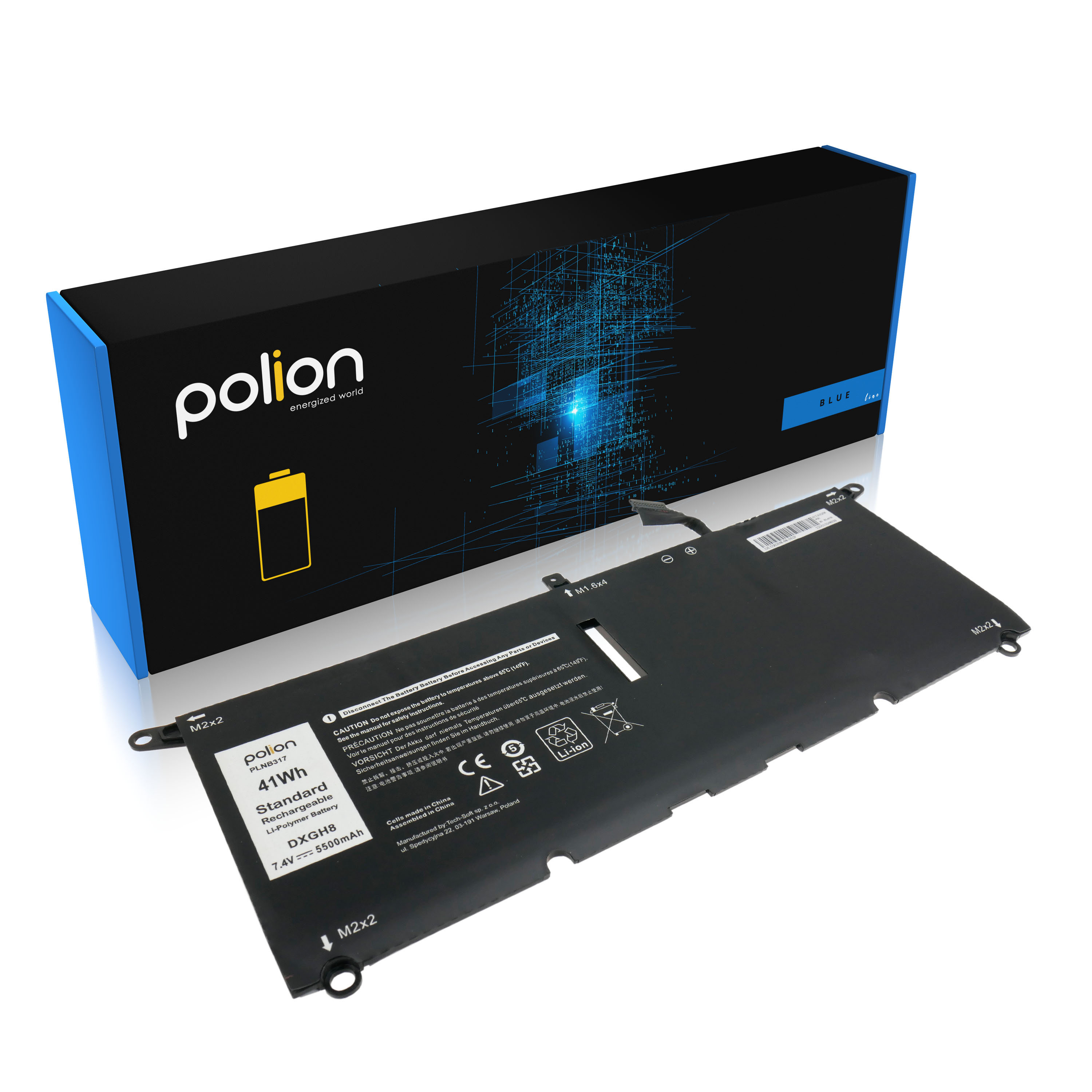 Baterie Polion DXGH8 pro notebooky DELL 451-BCDX Inspiron 13 5390 7390 XPS 13 9370 9380 - 5500mAh 40.7Wh