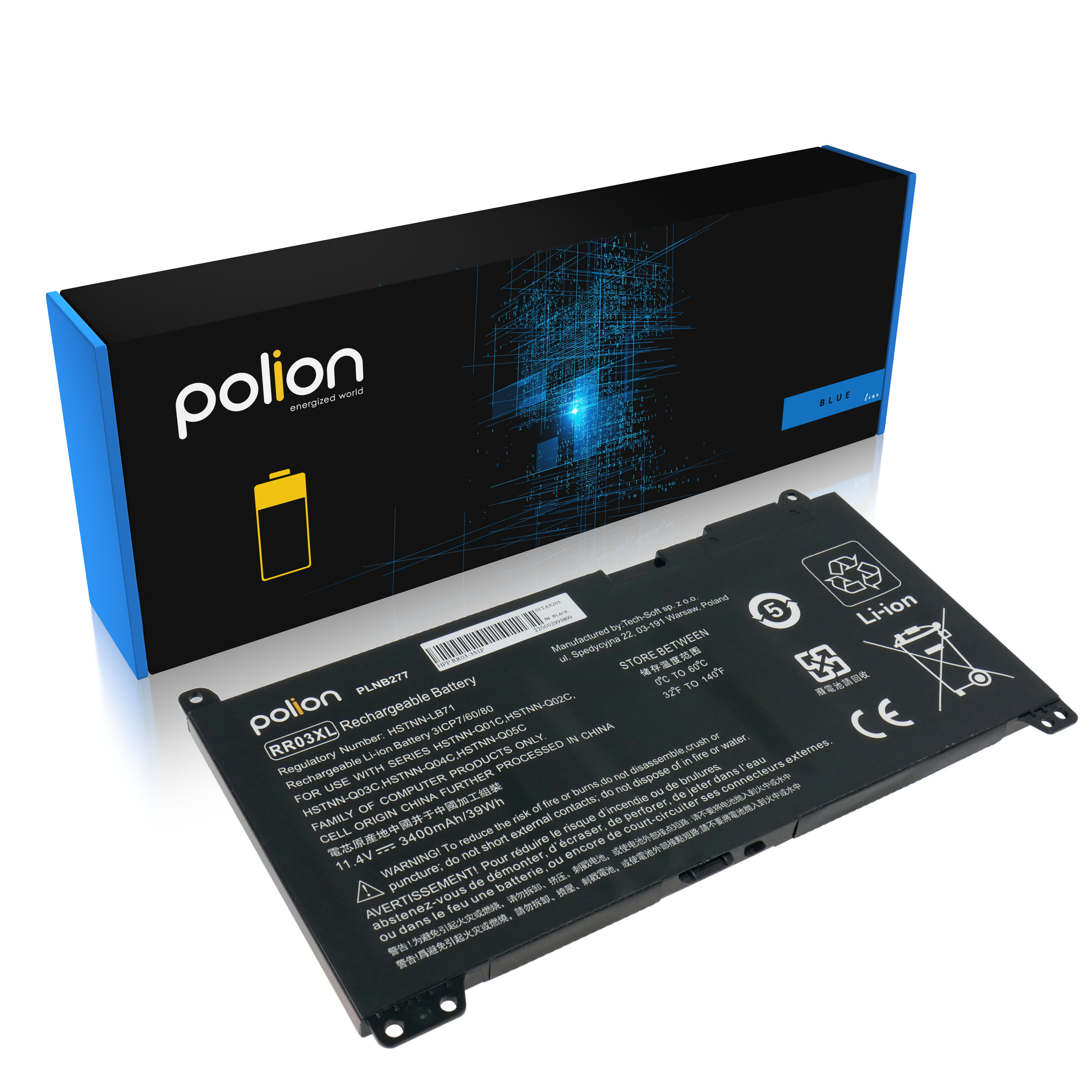Baterie Polion RR03XL pro notebooky HP ProBook 430 440 450 455 470 G4 G5 3400mAh