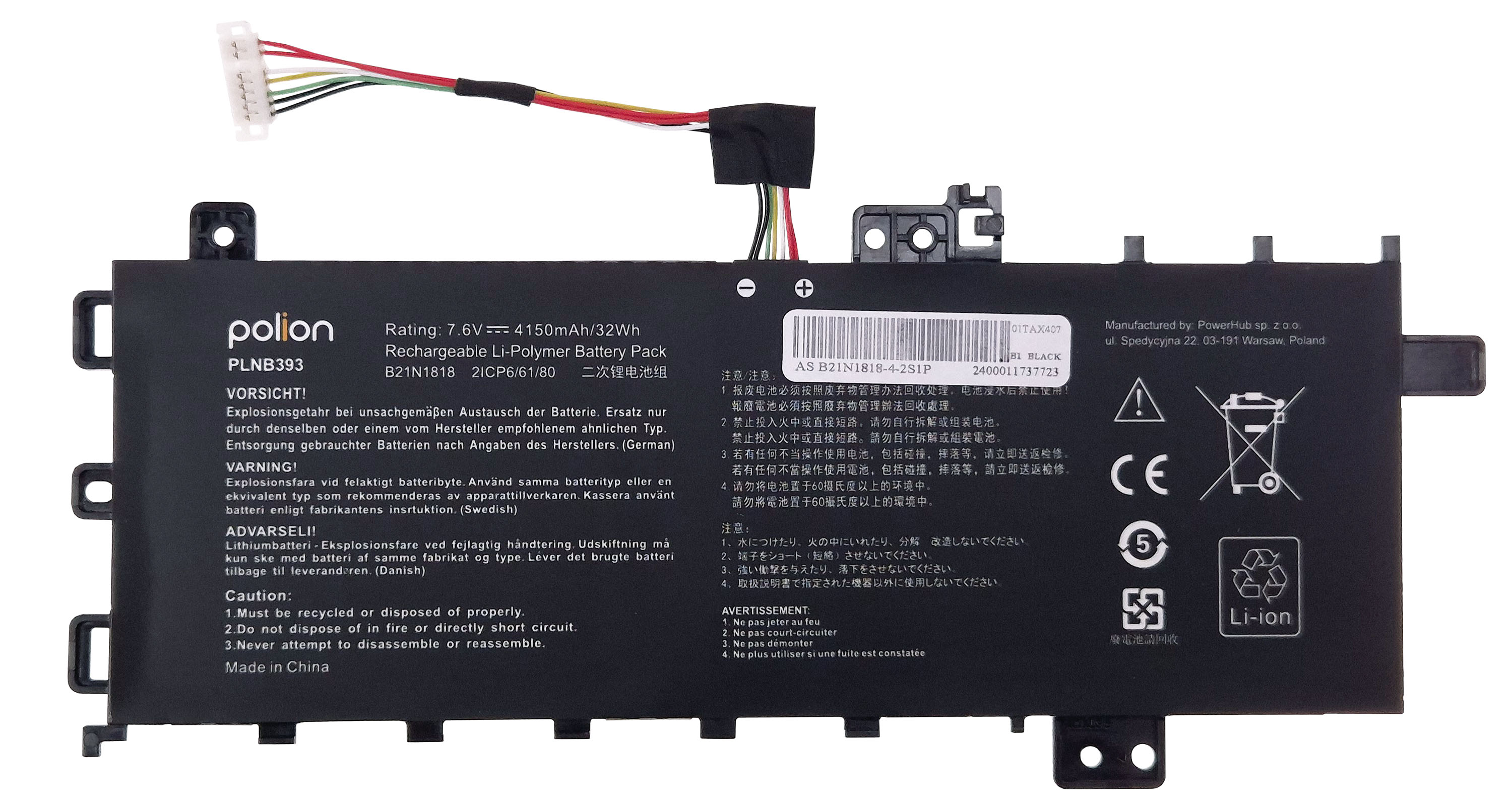 Baterie Polion B21N1818 pro notebooky ASUS VivoBook V5000F V5000J Y5100U X512DA 4150mAh