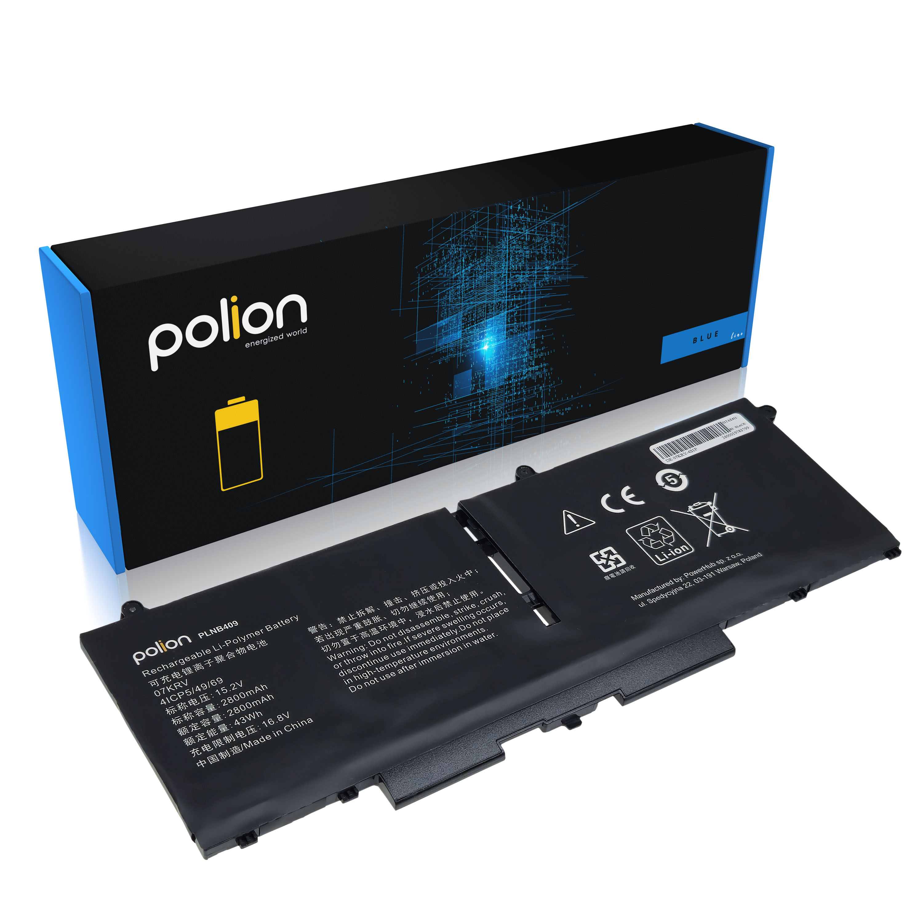Baterie Polion 07KRV pro notebooky DELL 451-BCWY Latitude 7430 7530 - 2800mAh 43Wh
