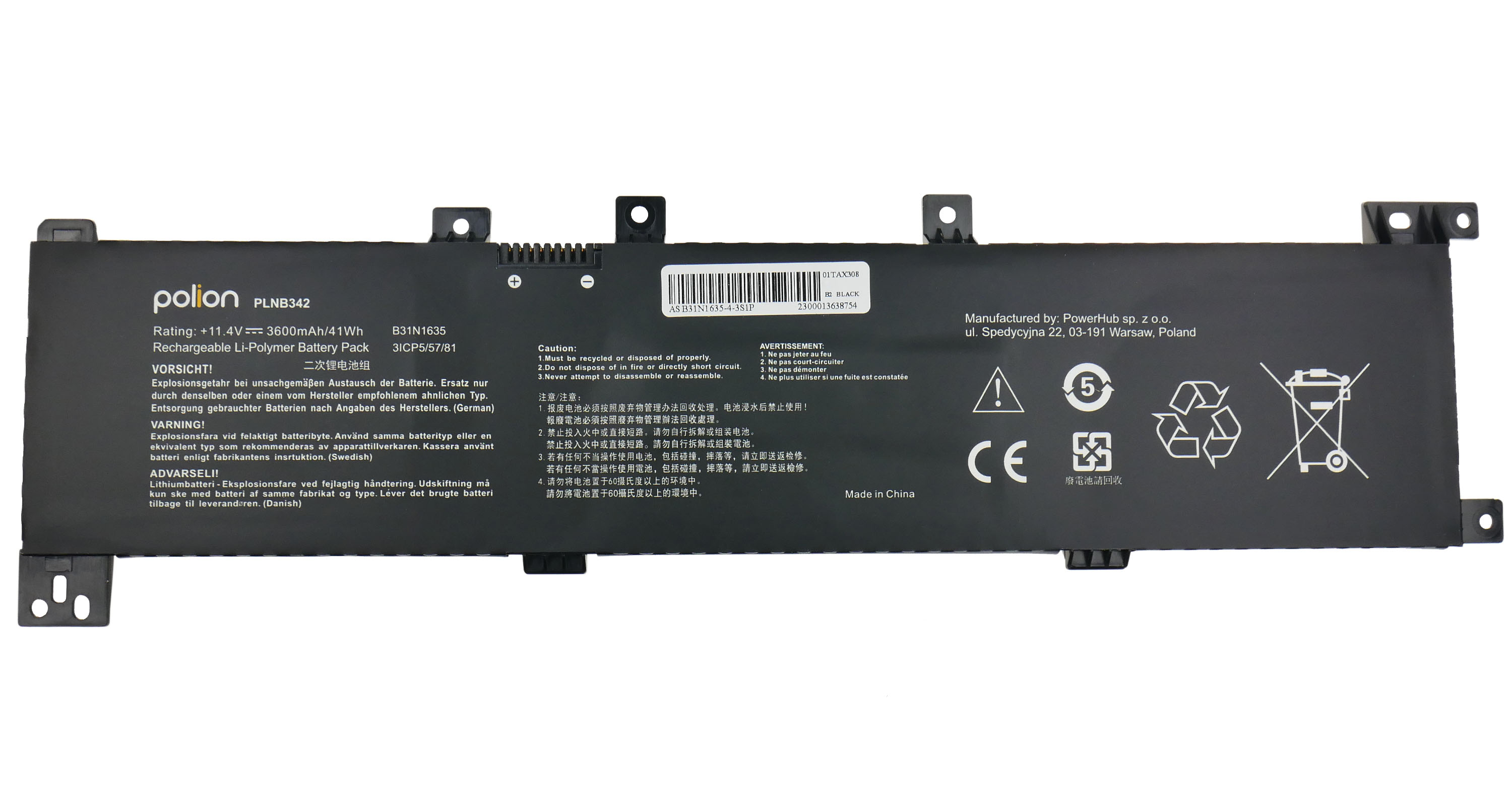 Baterie Polion B31N1635 pro notebooky ASUS VivoBook 17 A705 Pro 3600mAh
