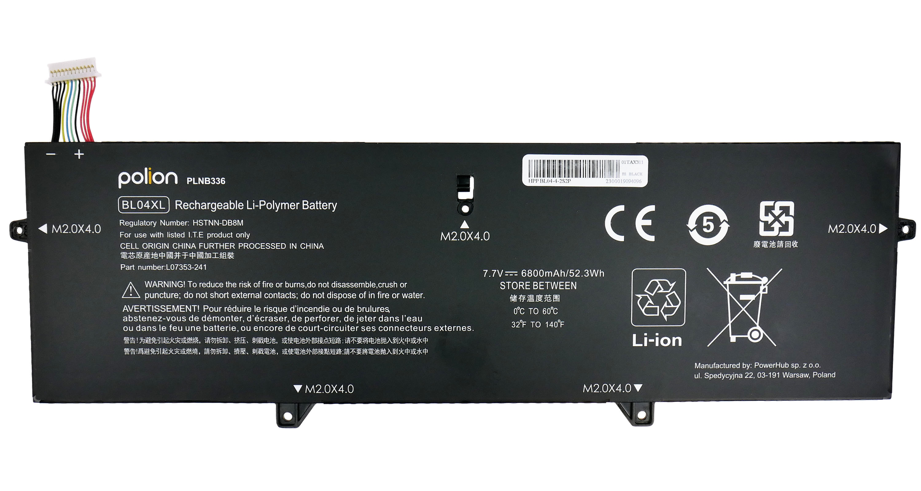 Baterie Polion BL04 pro notebooky HP BL04XL EliteBook x360 1040 G5 6800mAh
