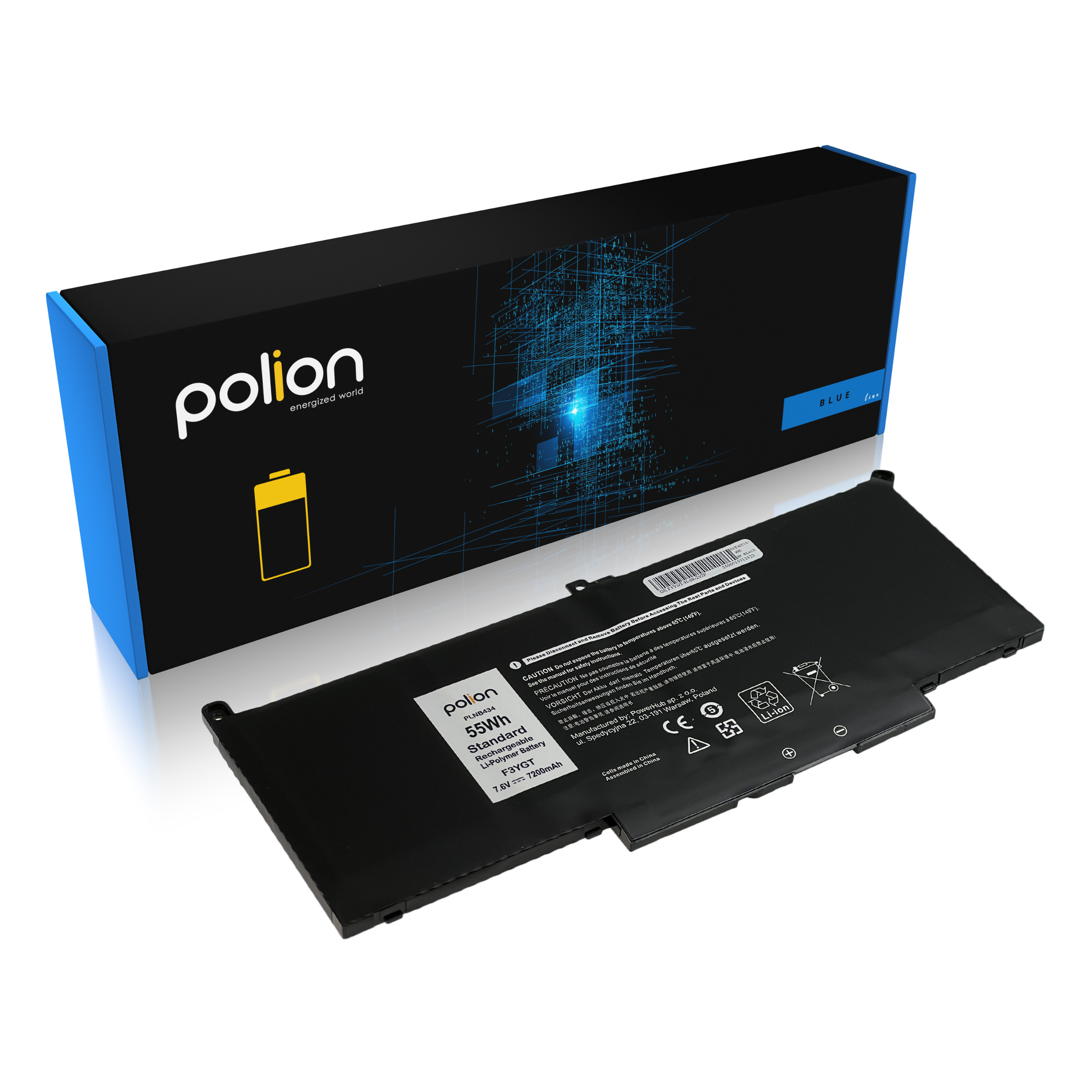 Baterie Polion F3YGT pro notebooky DELL 451-BBYE Latitude 7280 7290 7380 7390 7480 7490 - 7200mAh 55Wh