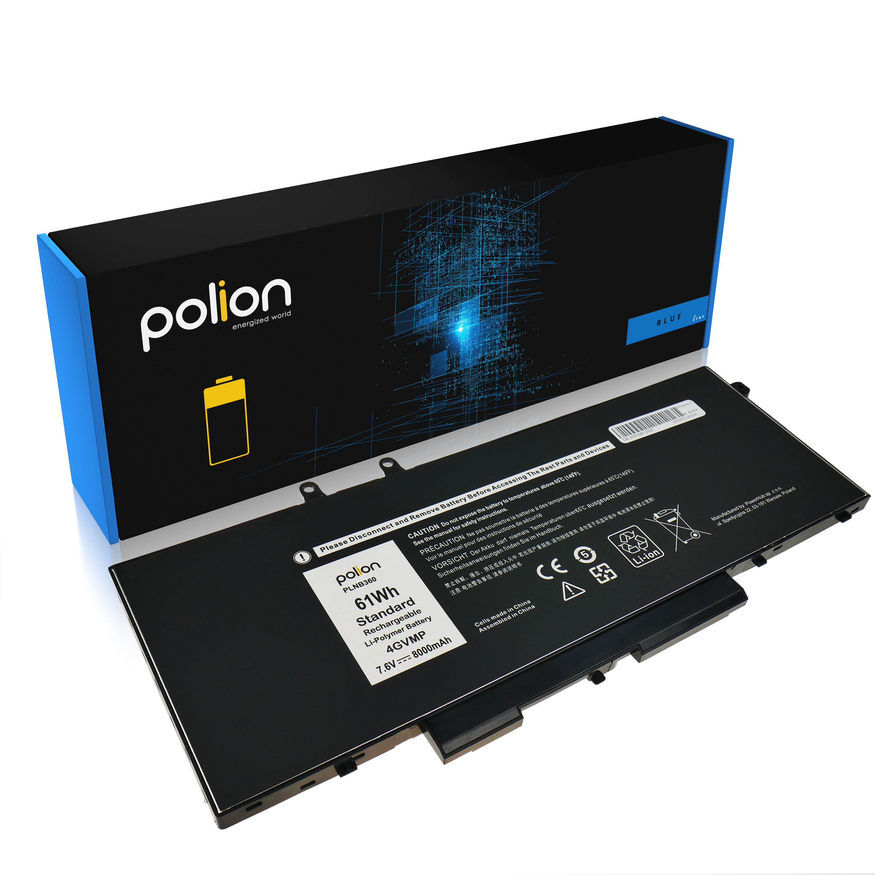 Baterie Polion 4GVMP pro notebooky DELL 451-BCNX Latitude 5400 5500 5510 Precision 3541 - 8000mAh 61Wh