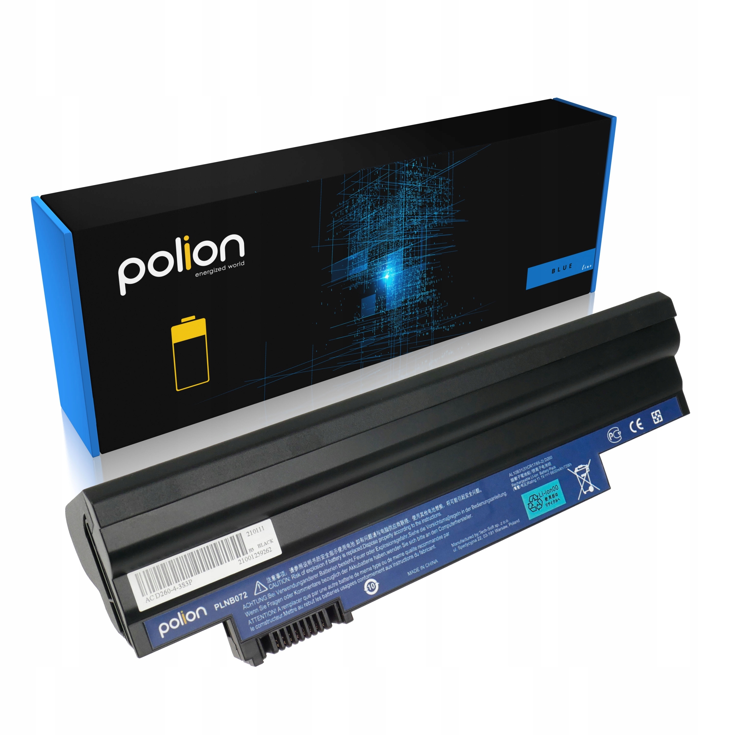 Baterie Polion AL10A31 pro notebooky ACER Aspire One D255 D256 D257 D260 522 6600mAh