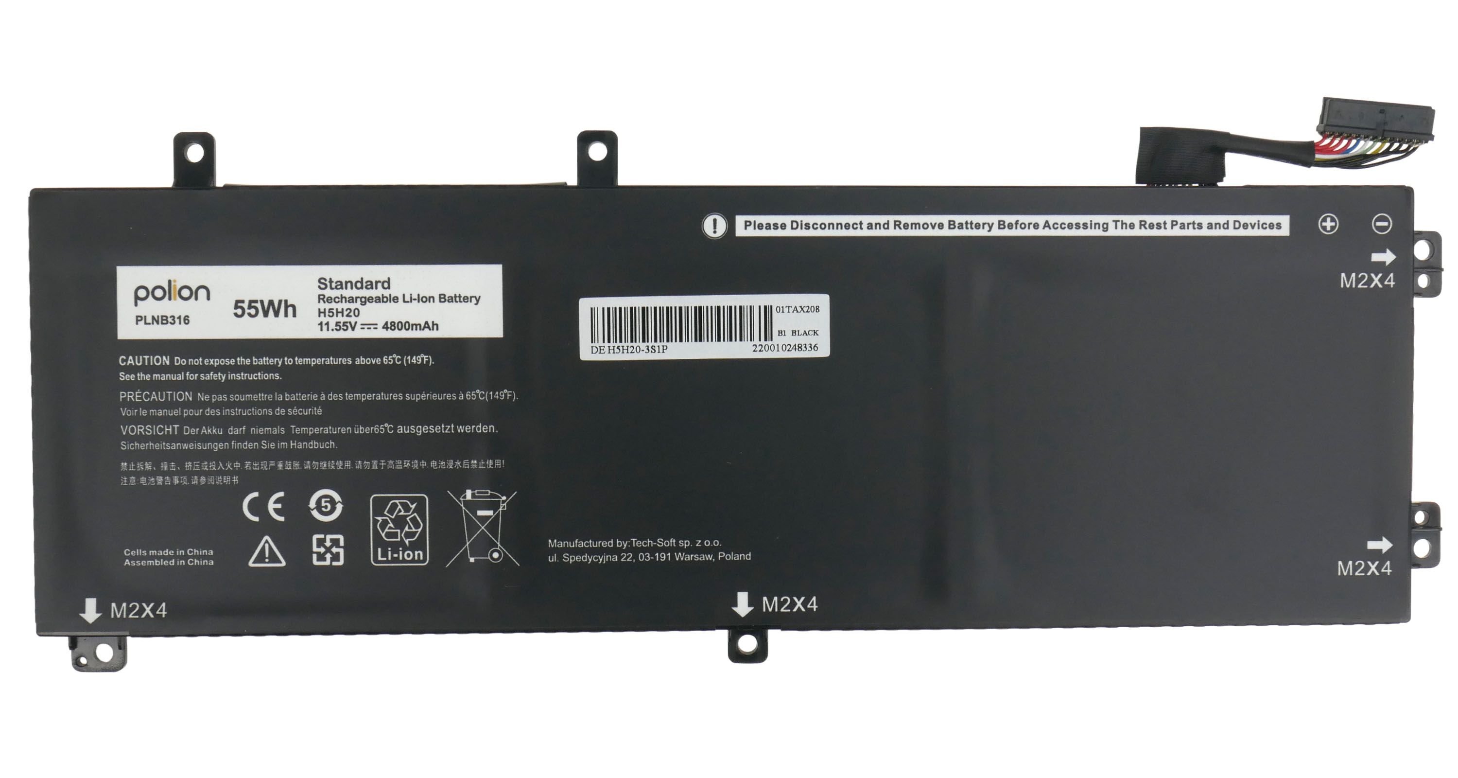 Baterie Polion H5H20 pro notebooky DELL 451-BBYB Precision 5520 5530 5540 XPS 15 7590 - 4800mAh 55Wh