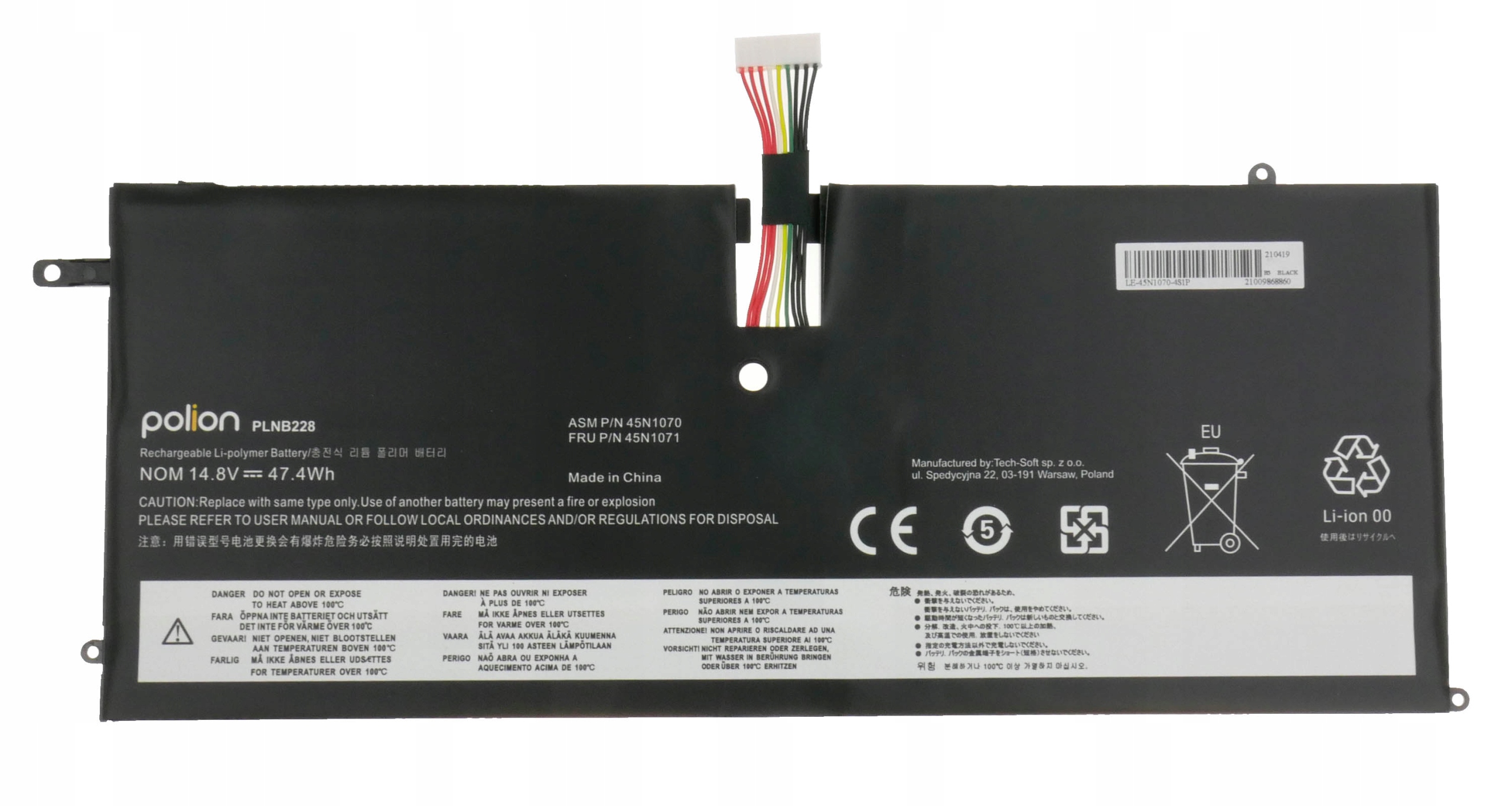 Baterie Polion 45N1070 pro notebooky LENOVO 45N1071 ThinkPad X1 Carbon 3444 3200mAh
