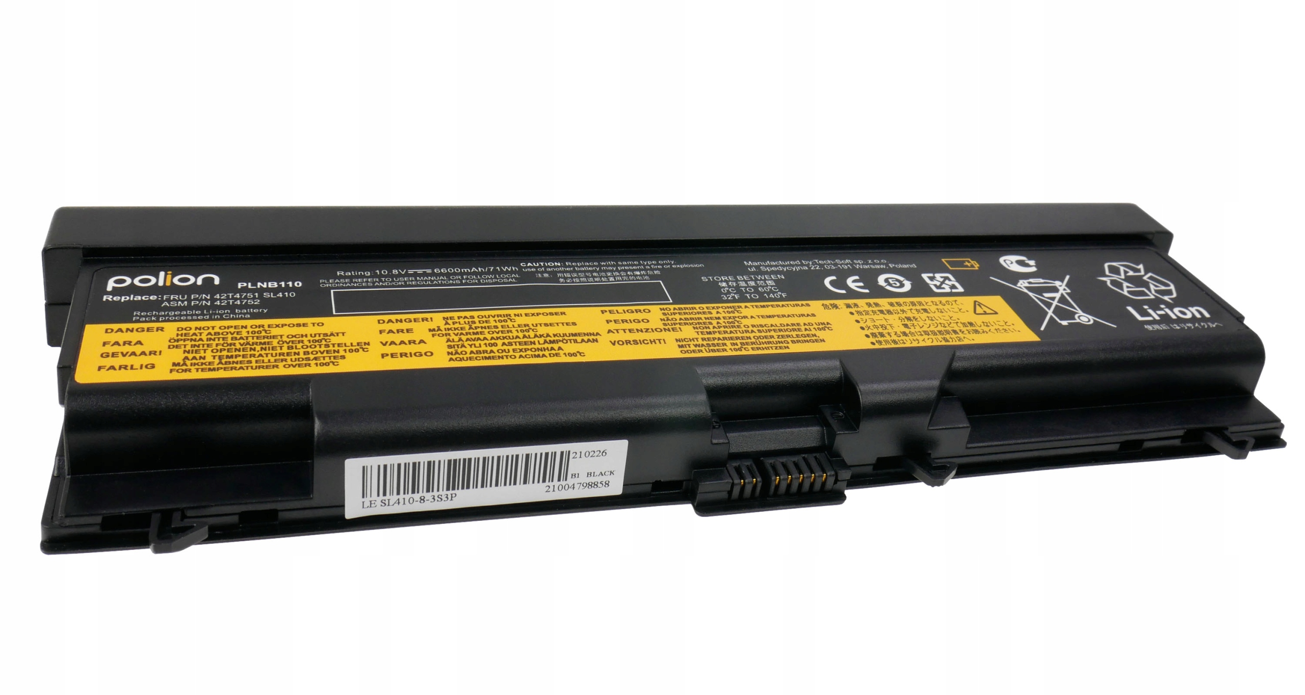 Baterie Polion 42T4751 pro notebooky LENOVO ThinkPad L412 L420 L510 L520 T410 T420 6600mAh