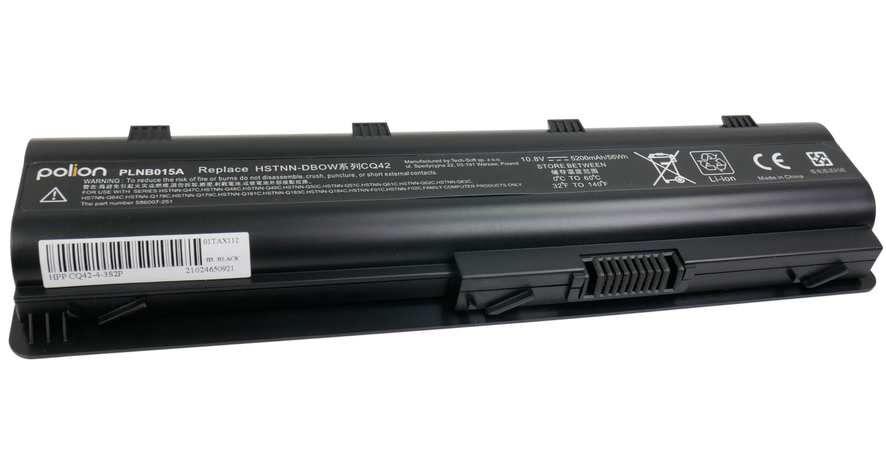 Baterie Polion MU06 pro notebooky HP 635 650 655 Envy 17 Pavilion DM4 DV5 DV6 5200mAh