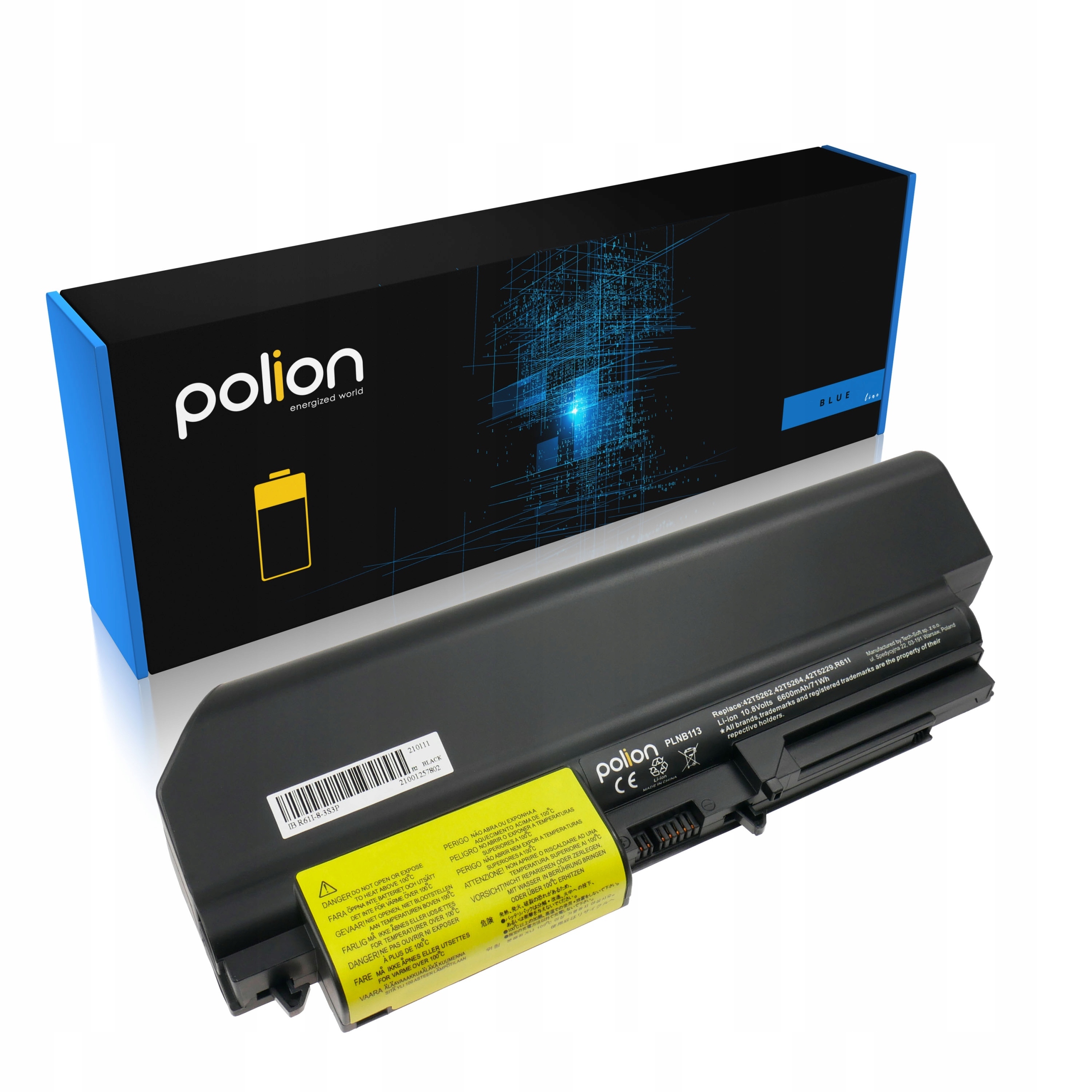 Baterie Polion 42T5262 pro notebooky LENOVO ThinkPad R61 R61i T61 T61p R400 6600mAh