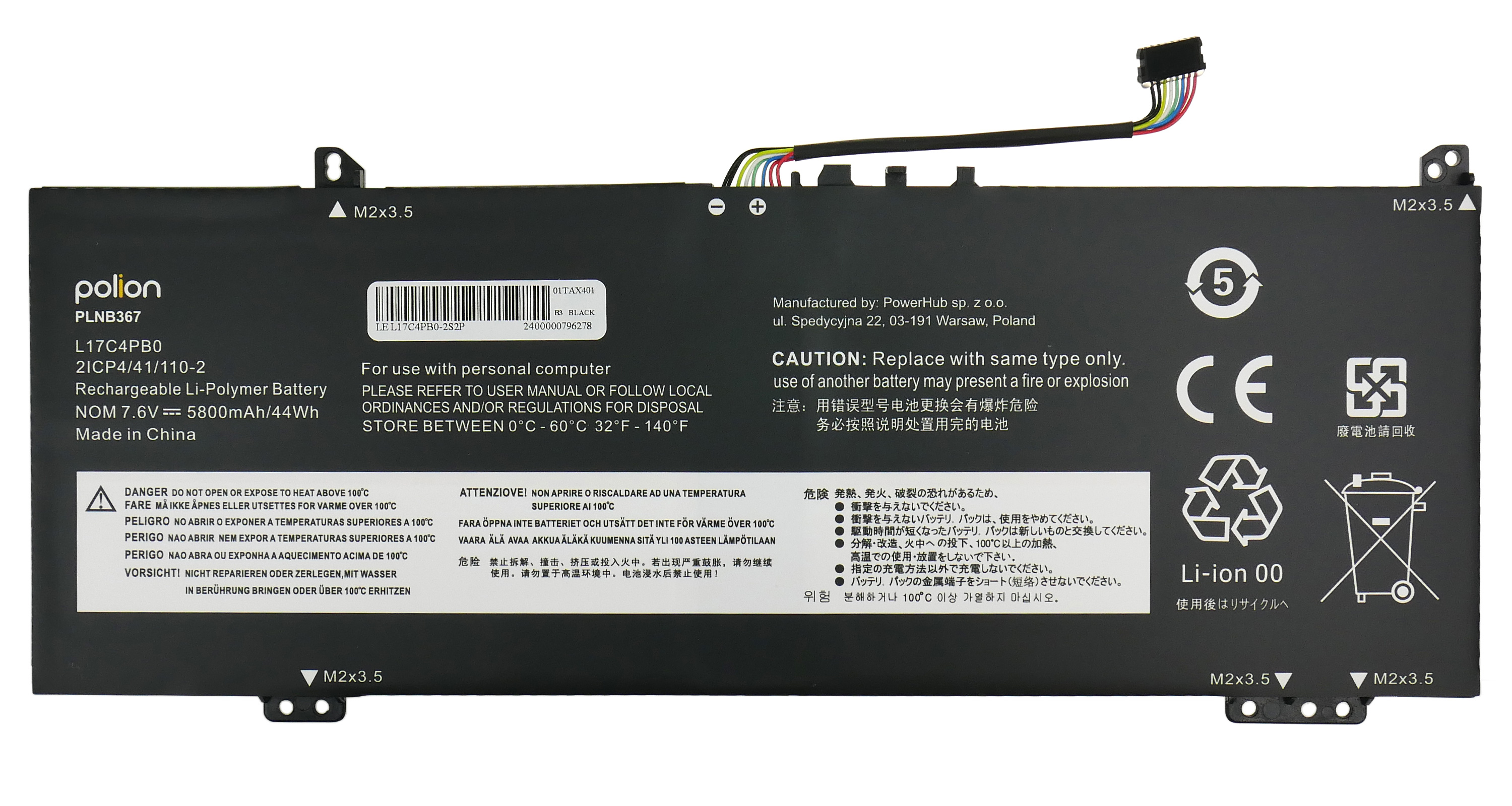 Baterie Polion L17C4PB0 pro notebooky LENOVO L17C4PB2 IdeaPad 530s Flex 6 5800mAh