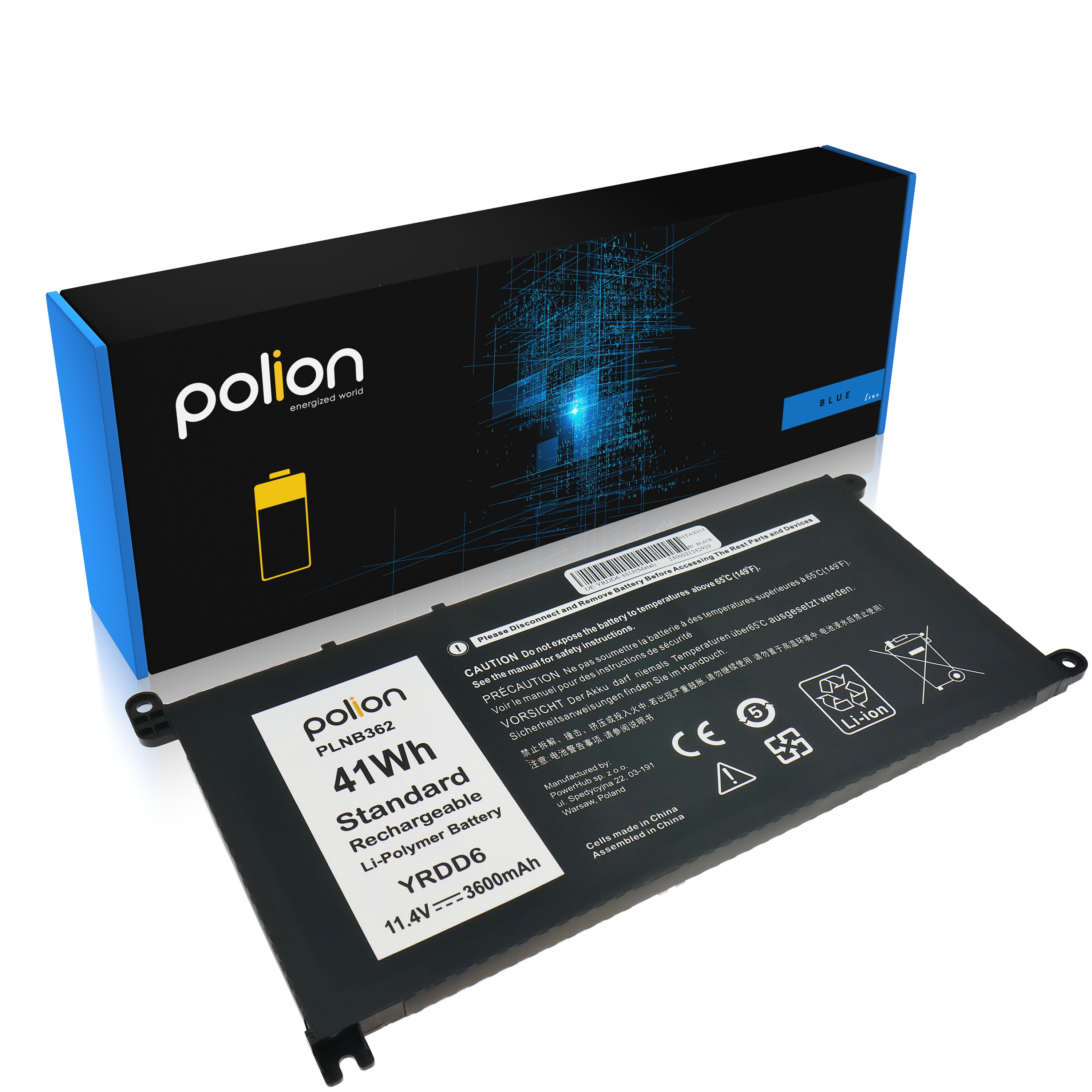 Baterie Polion YRDD6 pro notebooky DELL Vostro 3400 5488 5585 Inspiron 5490 - 3600mAh 41Wh