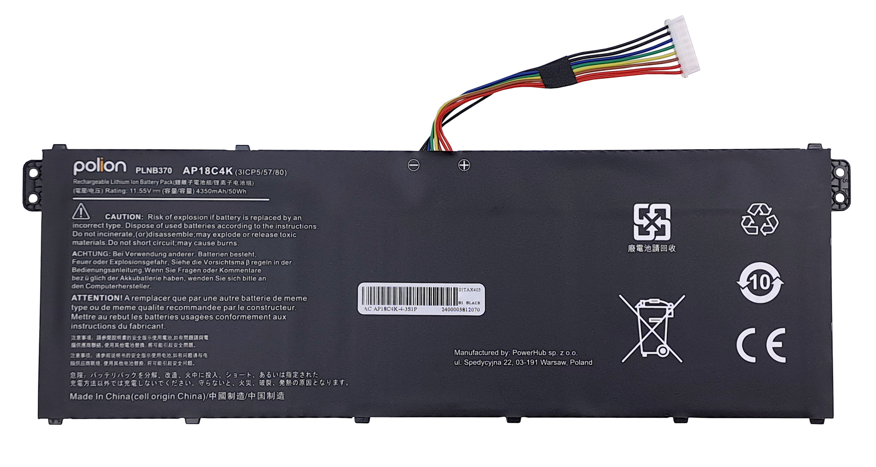 Baterie Polion AP18C4K pro notebooky ACER Aspire 5 A514 Swift 3 SF314 4350mAh