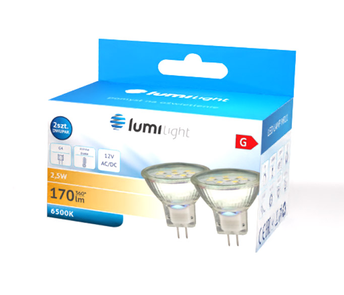 Żarówka LED MR11 2,5W 12V zimna op.2szt. LL3593
