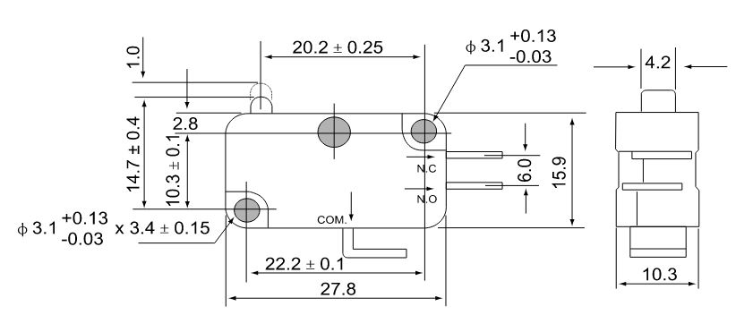 Wyłącznik krańcowy mikro ze zderzakiem TRACON
