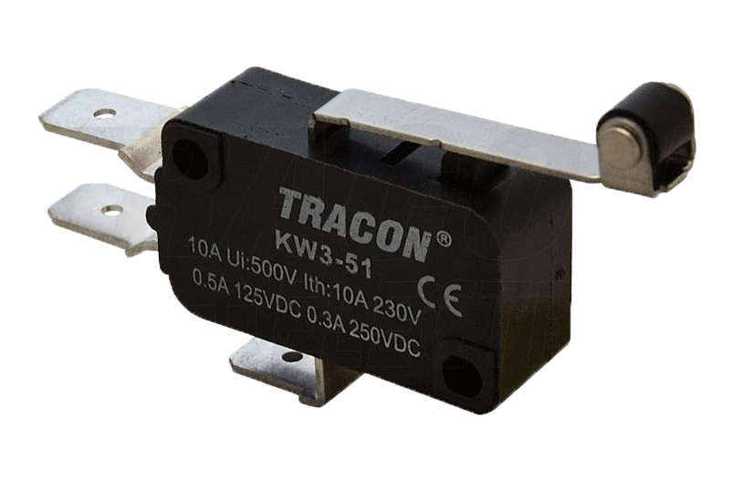 Wyłącznik krańcowy mikro z dźwignią ze sprzężyną i rolką TRACON