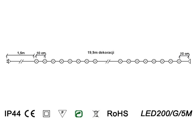 Lampki choinkowe LED200/G/5M multikolor 20m FLASH