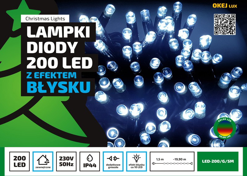 Lampki choinkowe LED200/G/5M multikolor 20m FLASH