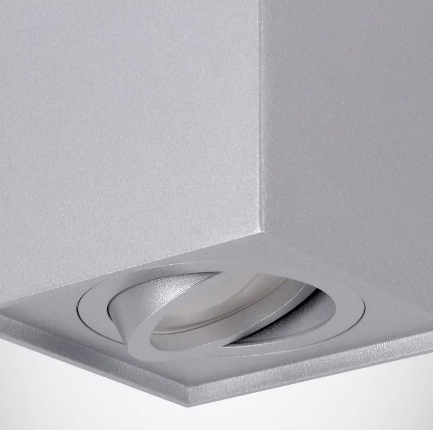 Lampa sufitowa wewnętrzna kwadrat HARY D srebrna GU10 03715 plafon