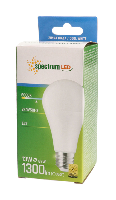 Żarówka LED GLS E27 13W zimna CW WOJ13891 SPECTRUM