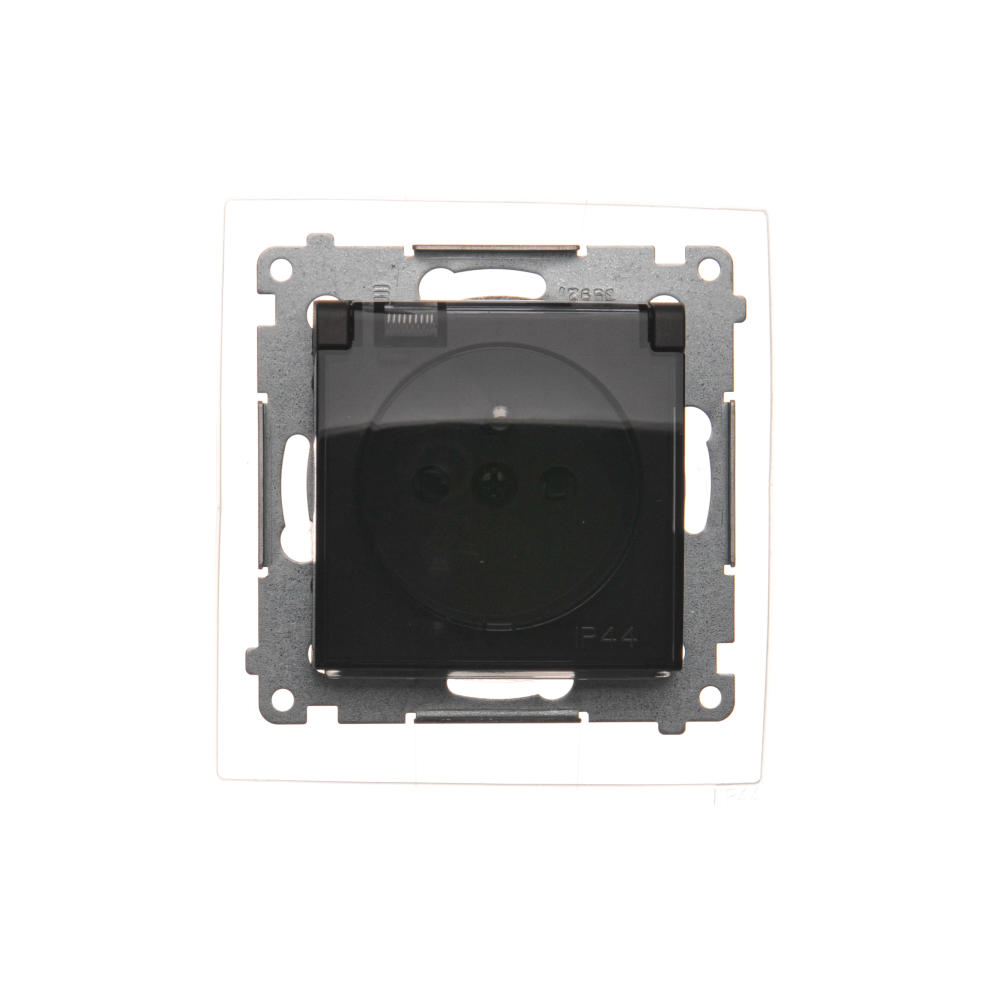 Simon54 Gniazdo wtyczkowe pojedyncze IP44 z klapką DGZ1BZ.01/46A brązowy