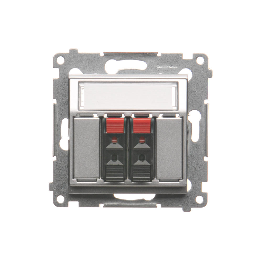 Simon54 Gniazdo głośnikowe podwójne DGL32.01/43 srebne