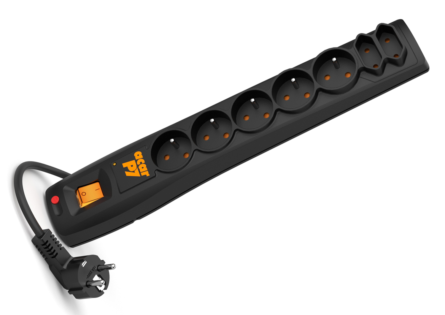 Listwa przepięciowa przedłużacz ACAR P7 3m 7 gniazd czarna