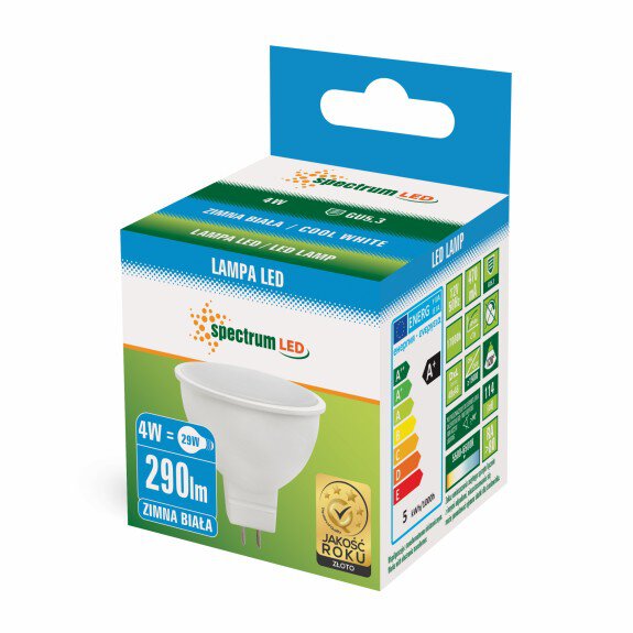 Żarówka LED 12V MR16 4W zimna WOJ12790 SPECTRUM