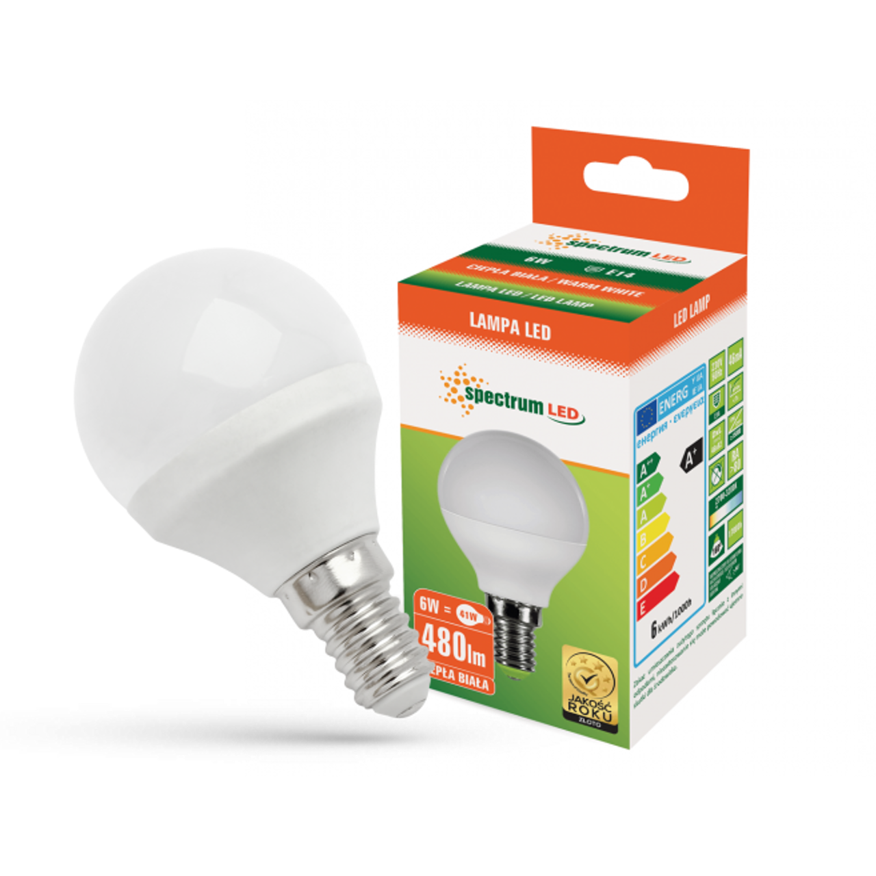 Żarówka LED kulka E14 230V 6W ciepła WW WOJ13022 SPECTRUM