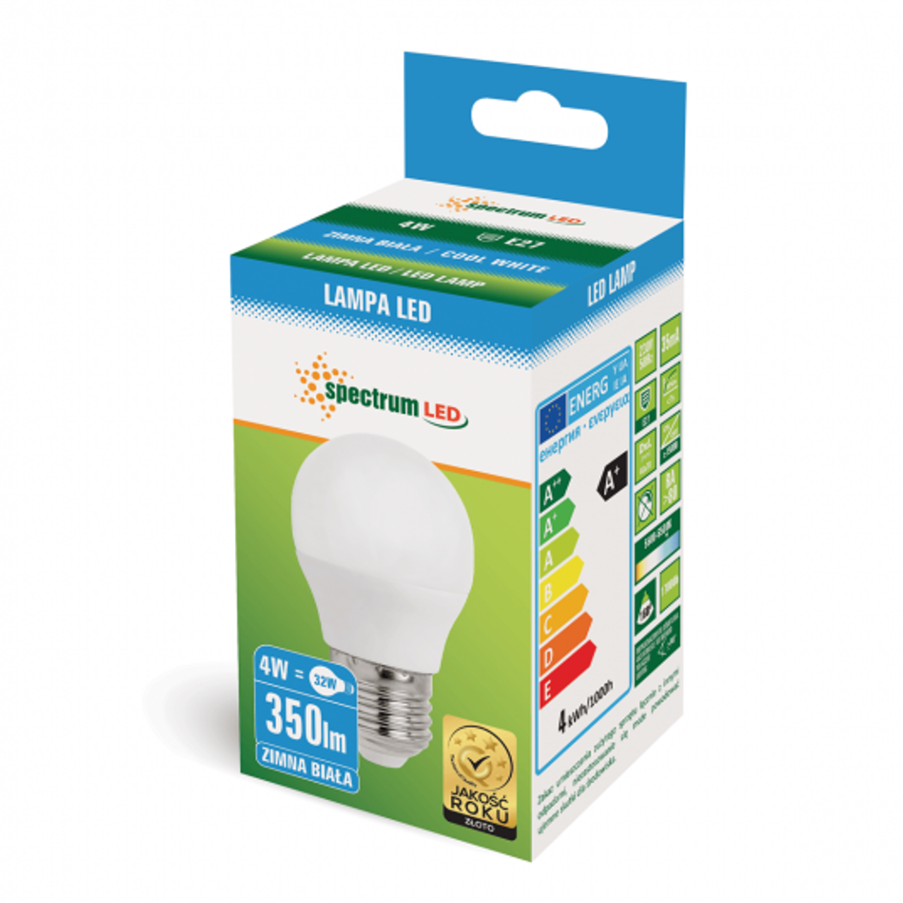 Żarówka LED kulka E27 230V 4W zimna CW WOJ13033 SPECTRUM