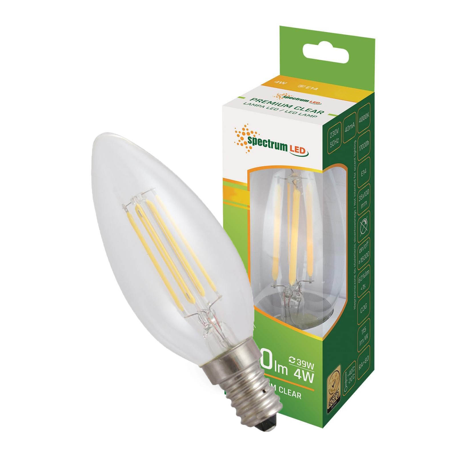 Żarówka LED E14 COG świecowa 4W 230V ciepła przeź