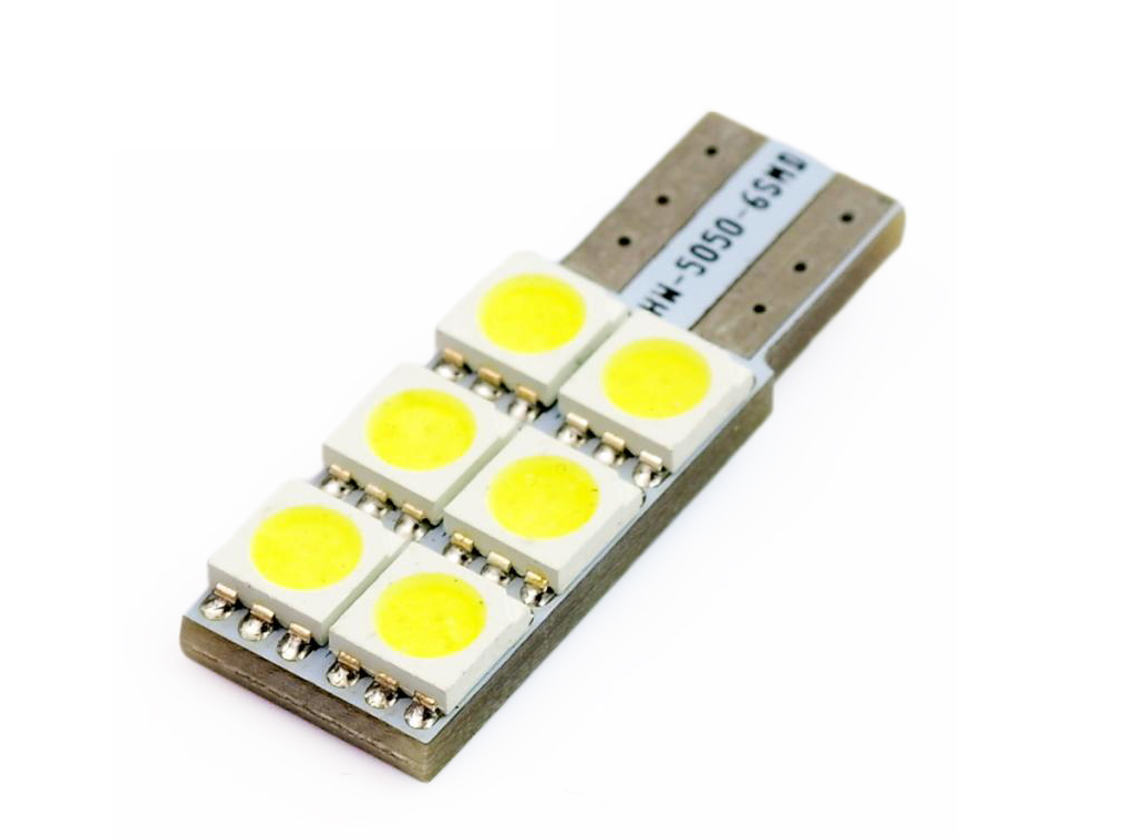 Żarówka samochodowa LED W5W T10 6 SMD 5050 CANBUS INTERLOOK