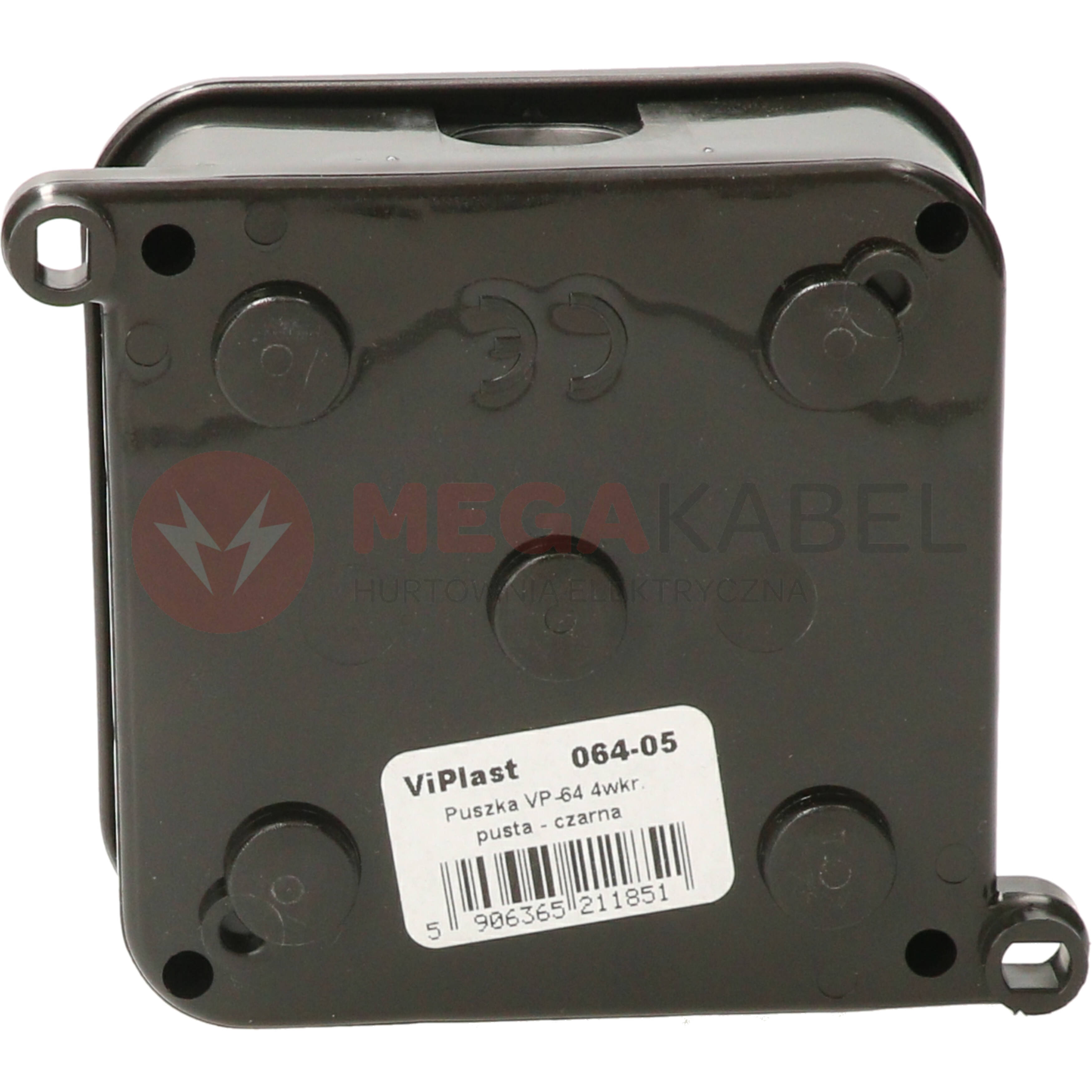 Puszka czarna nt IP44 4-wkręty pusta 064-05 ViPlast