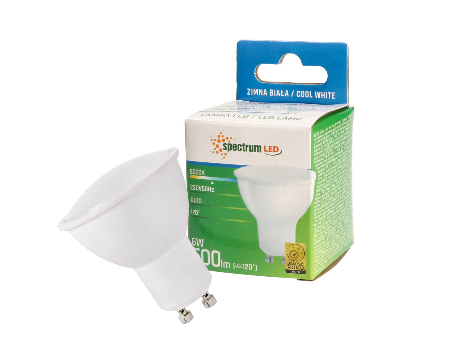 Żarówka LED GU10 6W 230V zimna CW WOJ+13266 10 SZTUK SPECTRUM LED