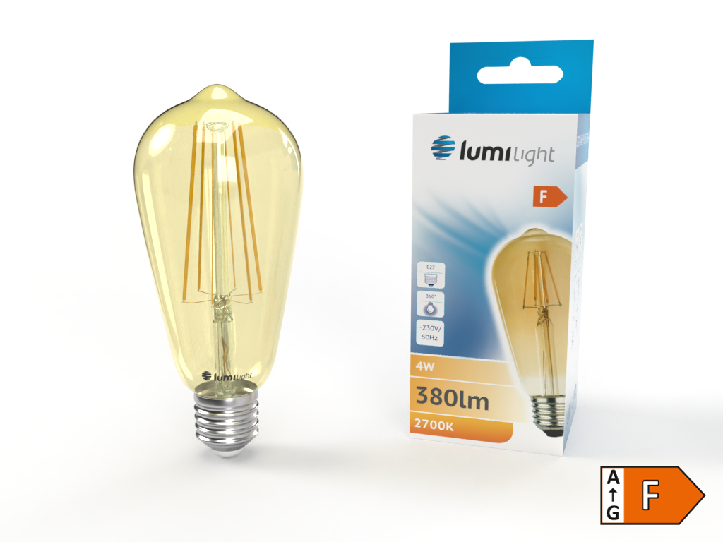 Żarówka LED E27 4W WW FLMG ST64 gold LL5924