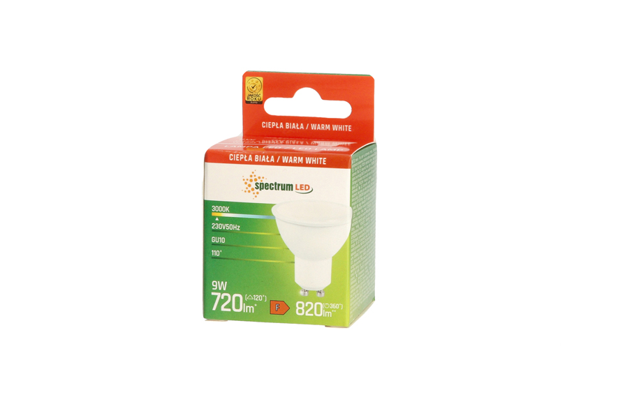 Żarówka LED GU10 9W dawniej 10W 230V ciepła WW SPECTRUM