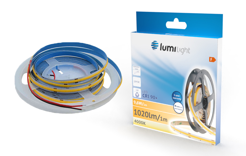 Pasek LED COB 5m CRI 90+ barwa neutralna 48W 12V IP20 LL6099 LUMILIGHT