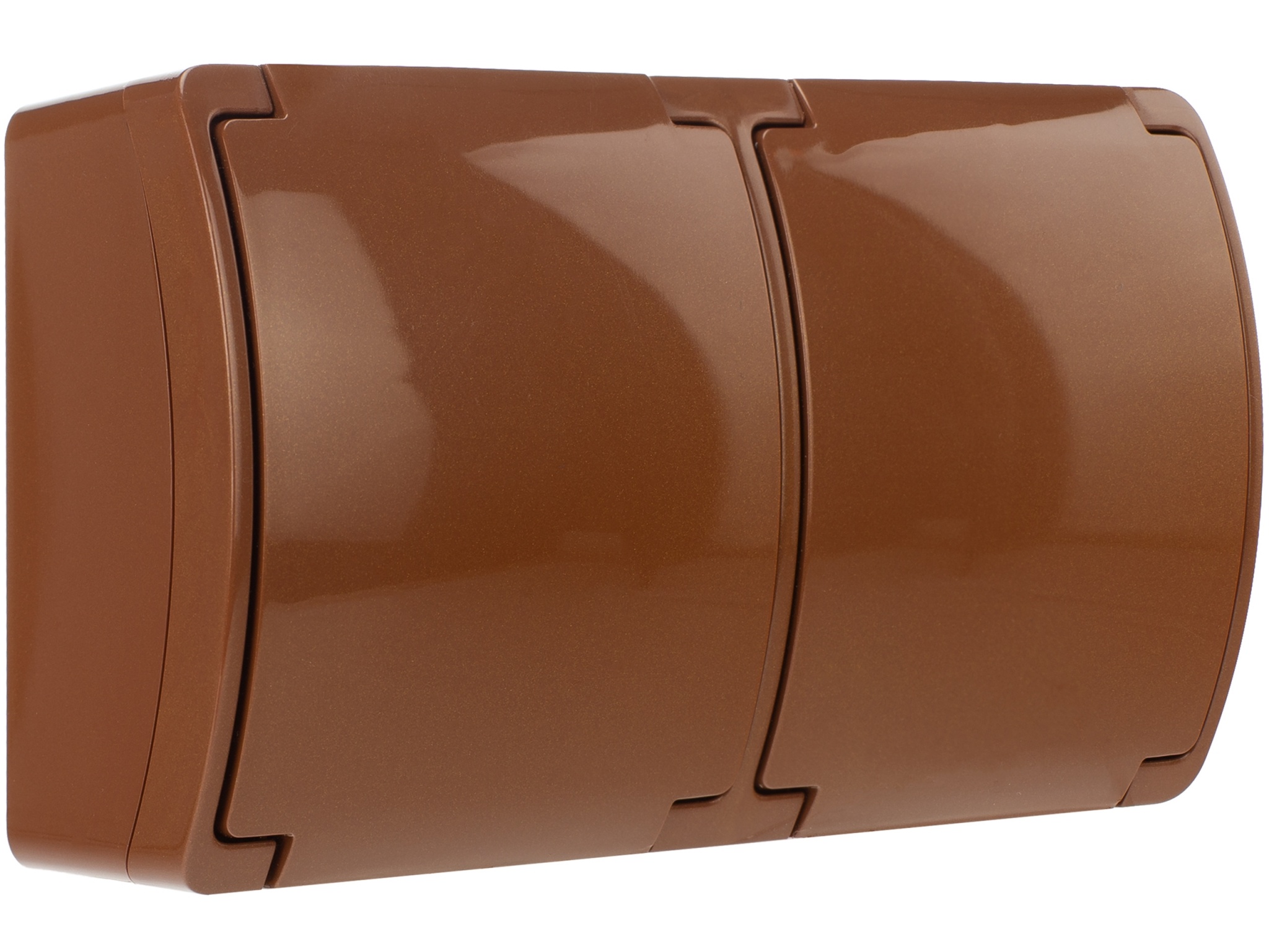 Koala gniazdo podwójne 2x2P+Z natynkowe brązowe z klapką