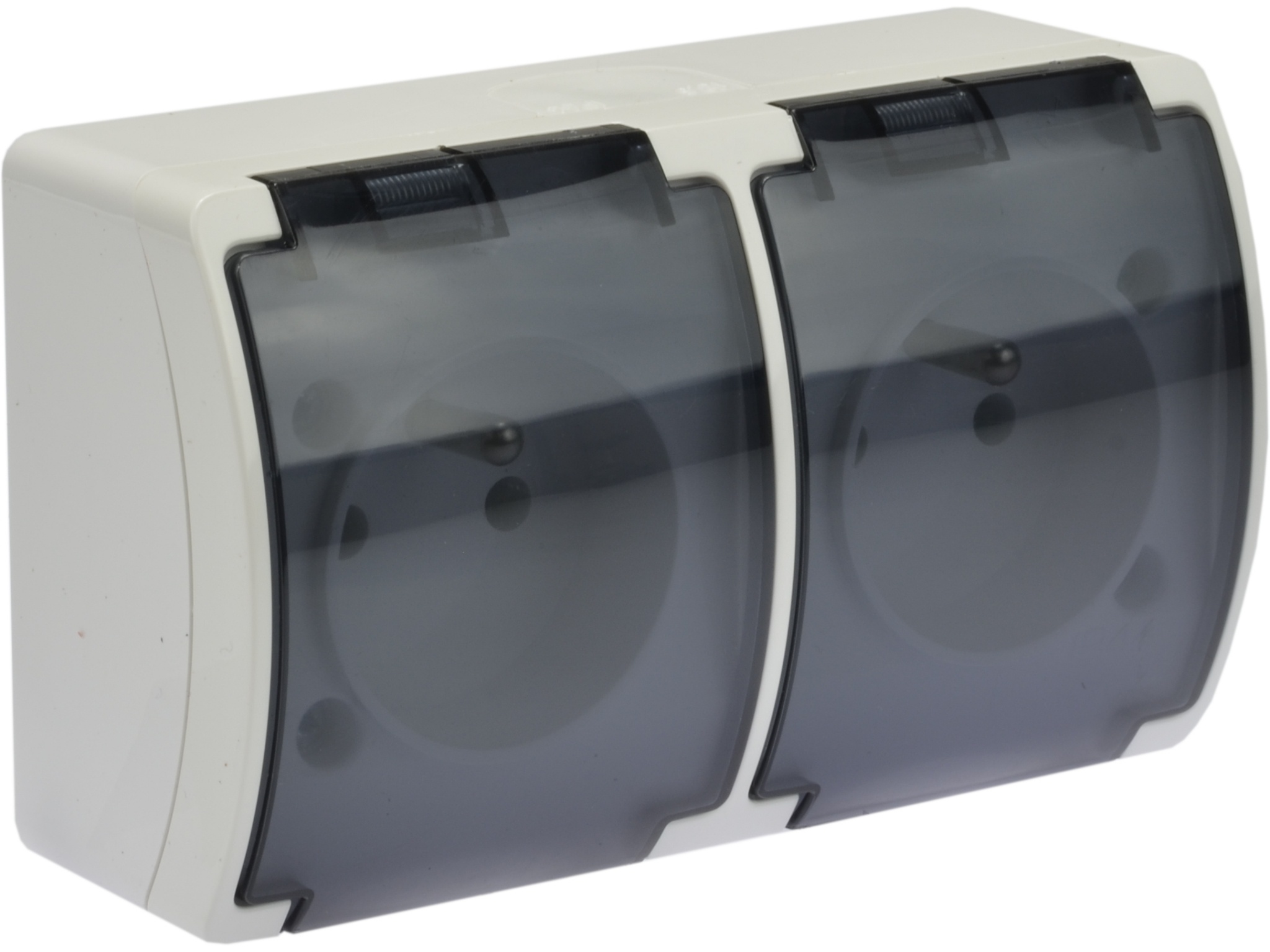 Koala gniazd podwójne 2x2P+Z natynkowe białe z klapką 162-51