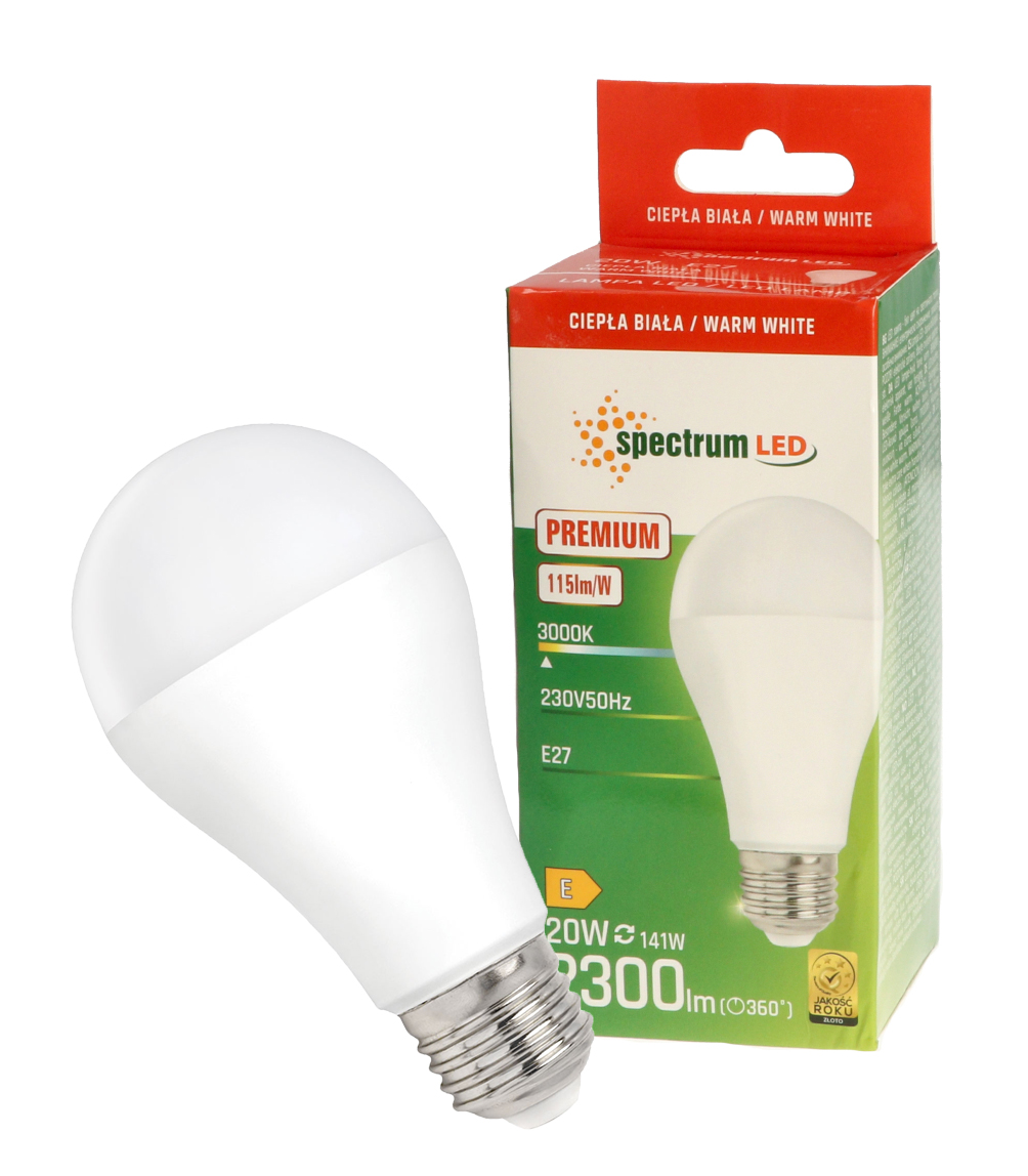 Żarówka LED GLS E27 20W WW PREMIUM Spectrum