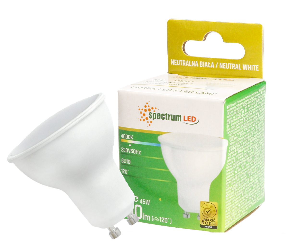 Żarówka LED GU10 4W 230V barwa neutralna NW WOJ+13261 10 SZTUK SPECTRUM LED