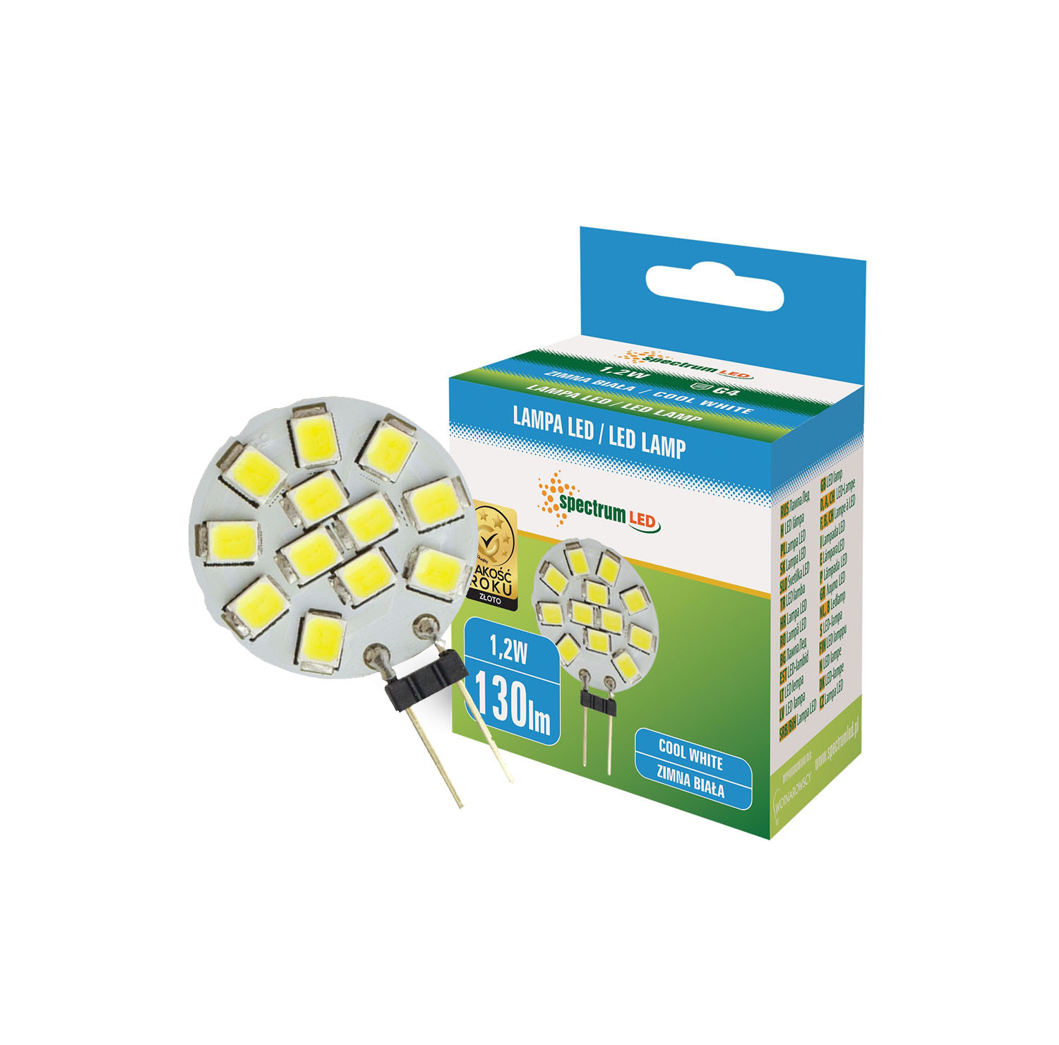 Żarówka G4 LED 6LED SMD 1,2W 12V zimna Spectrum