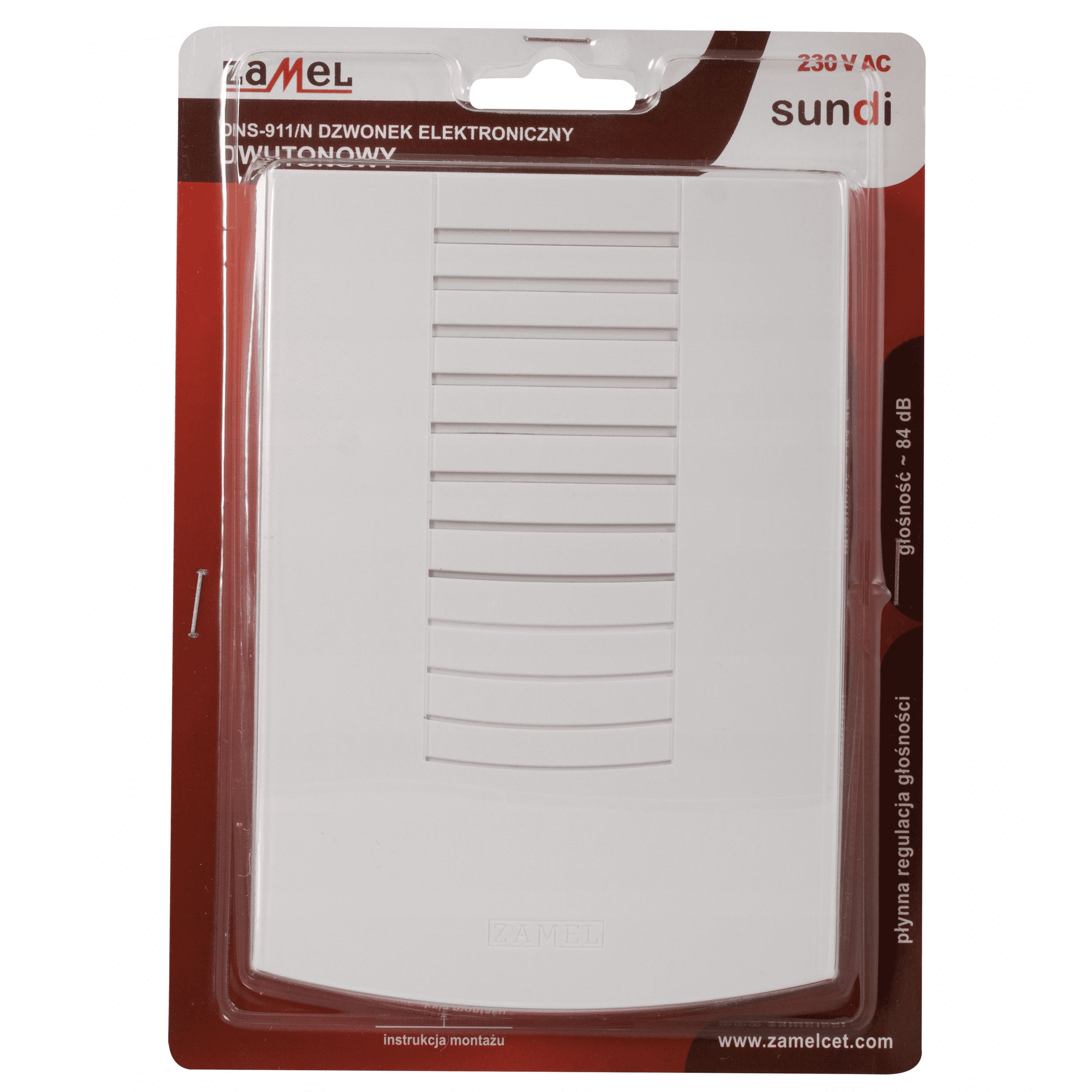 Dzwonek przewodowy dwutonowy 230V biały DNS-911/N Zamel