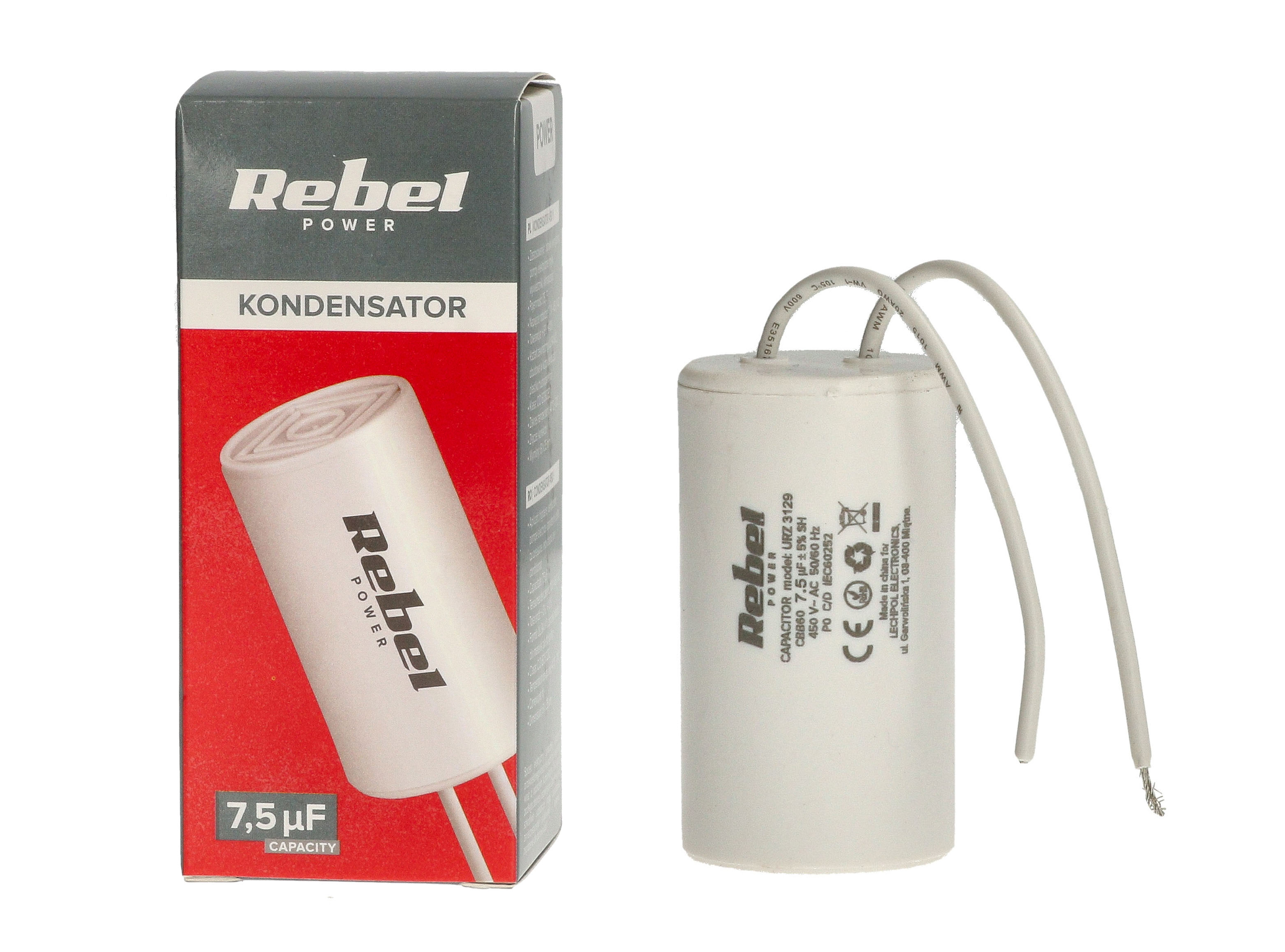 Kondensator rozruchowy silnikowy 7,5uF 450V URZ3129